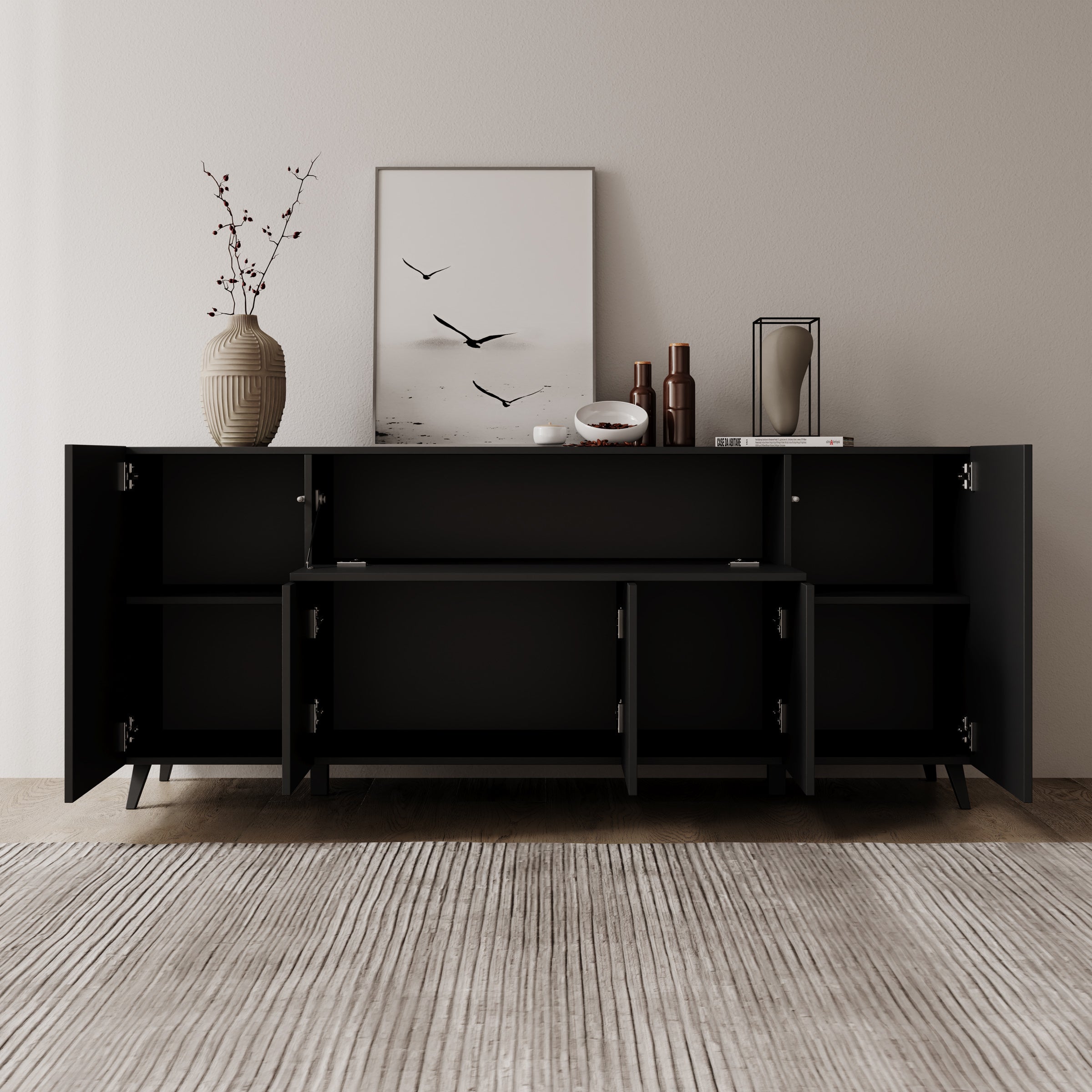 Pulse 4 - Dressoir - Zwart mat - 180x39x76 cm