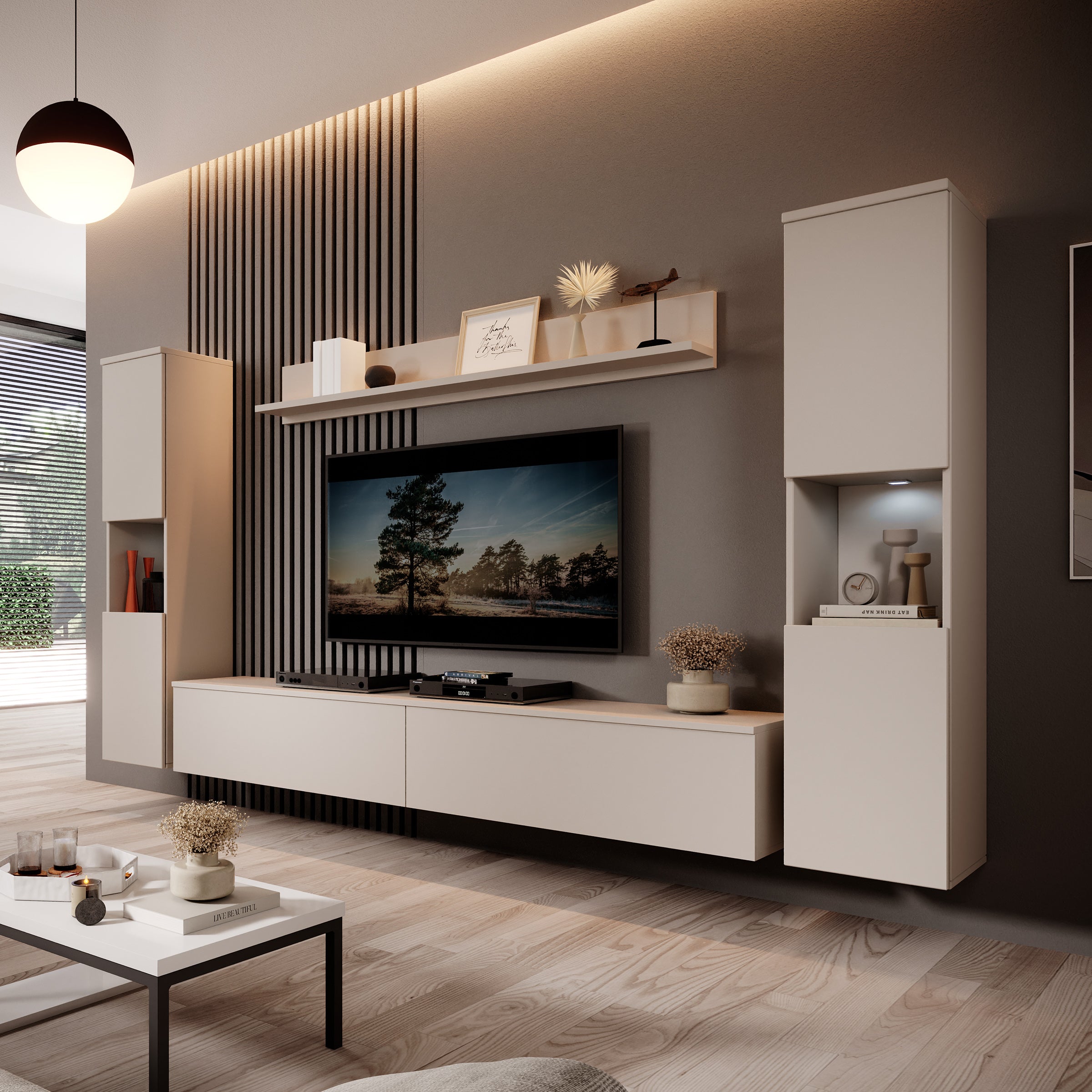 Pure XL - Wandmeubel - Beige - 180x33x130 cm