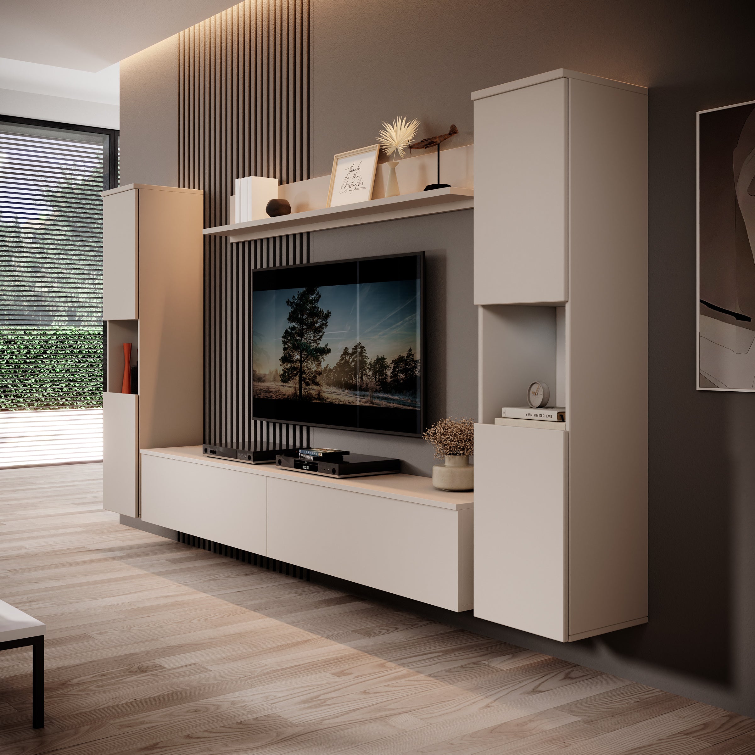 Pure XL - Wandmeubel - Beige - 180x33x130 cm