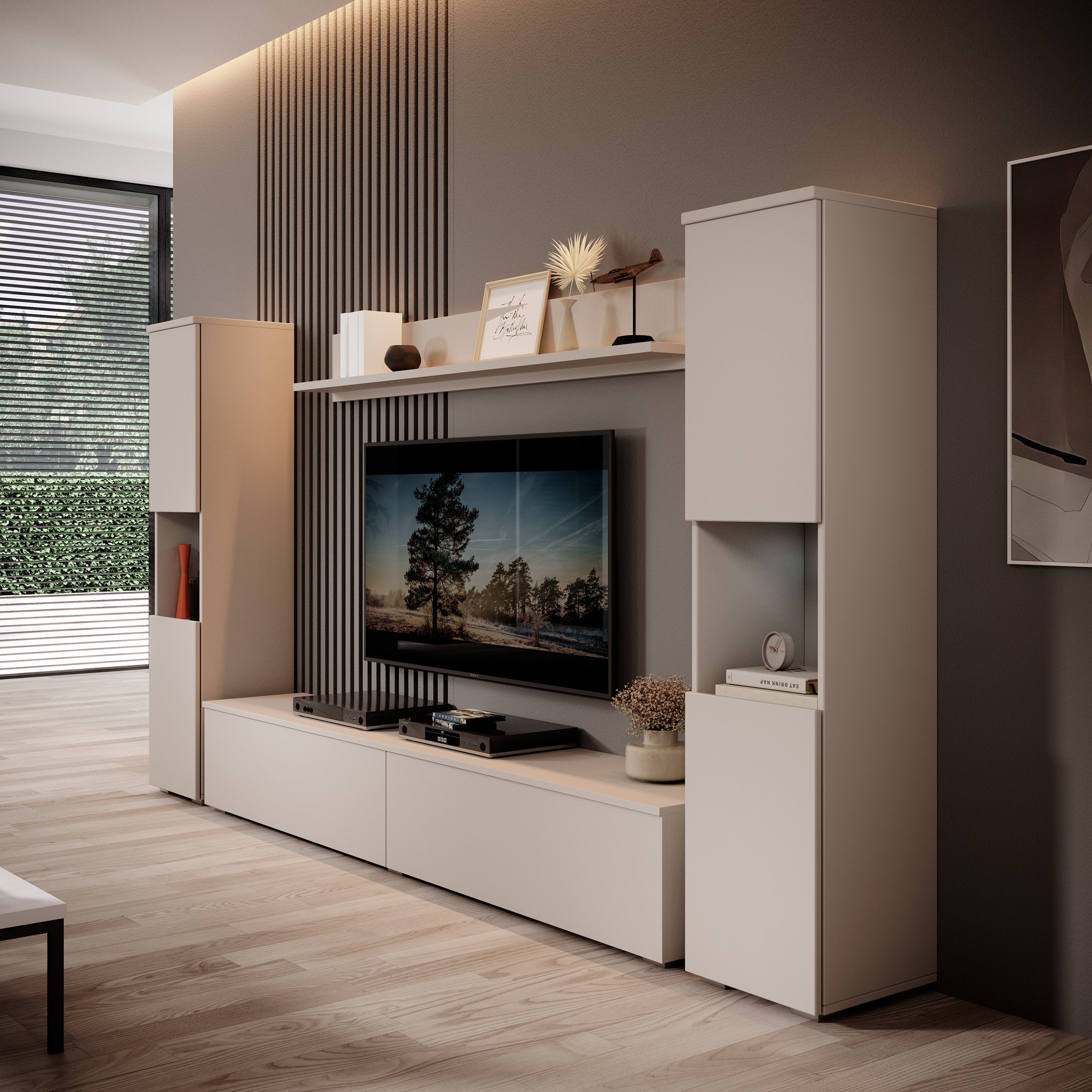 Pure XL - Wandmeubel - Beige - 180x33x130 cm