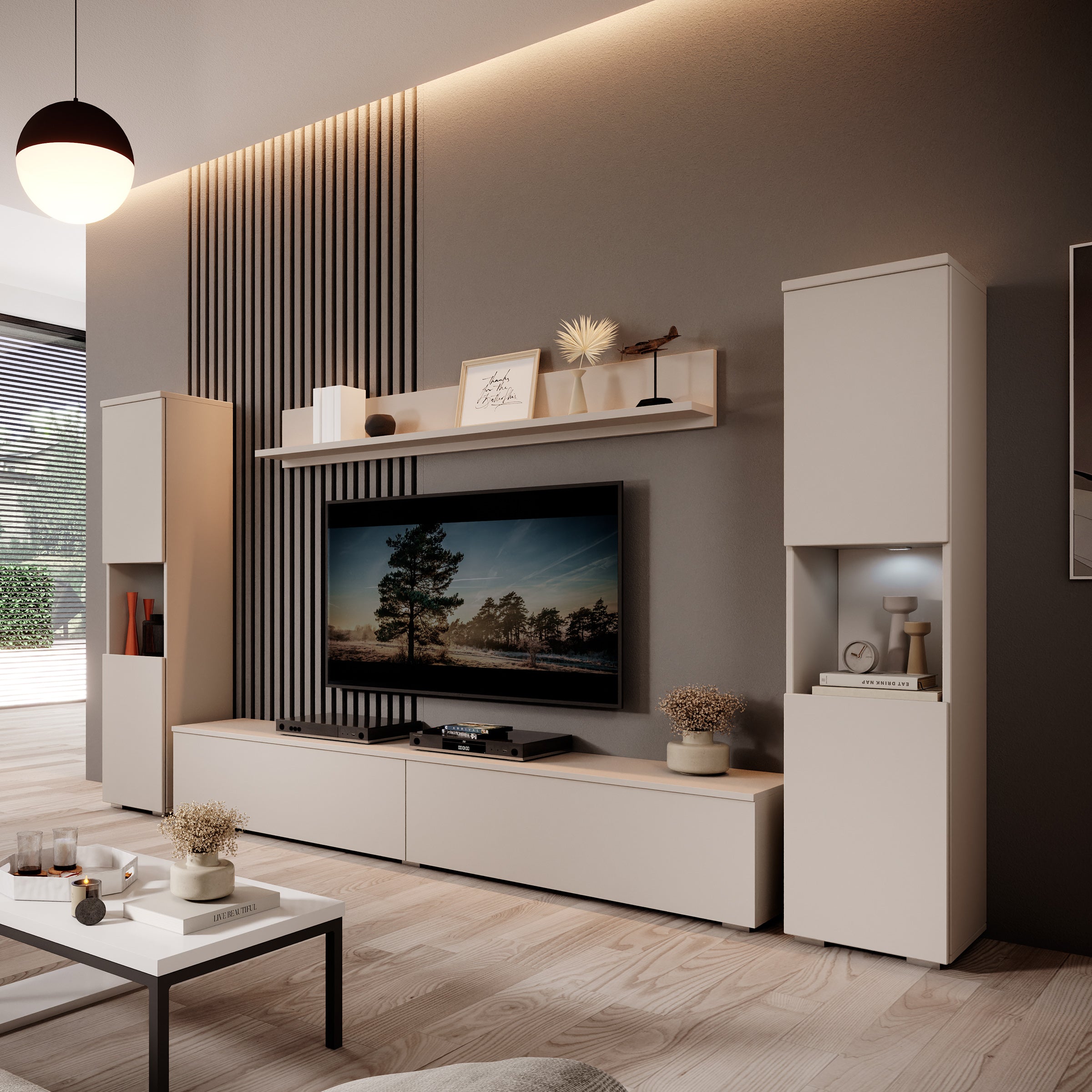 Pure XL - Wandmeubel - Beige - 180x33x130 cm