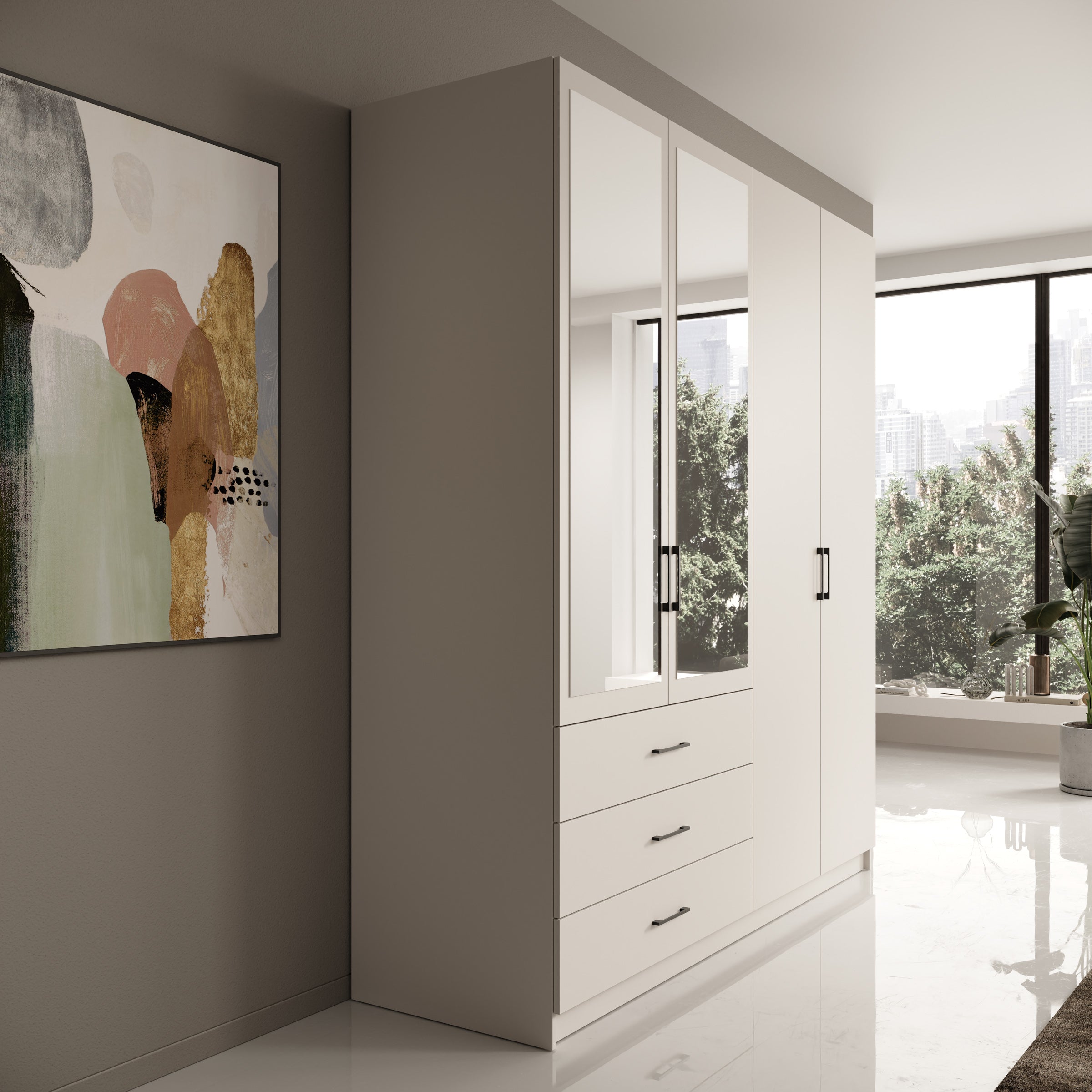 Puro - Kledingkast met 4 deuren - Beige - 196x60x215 cm