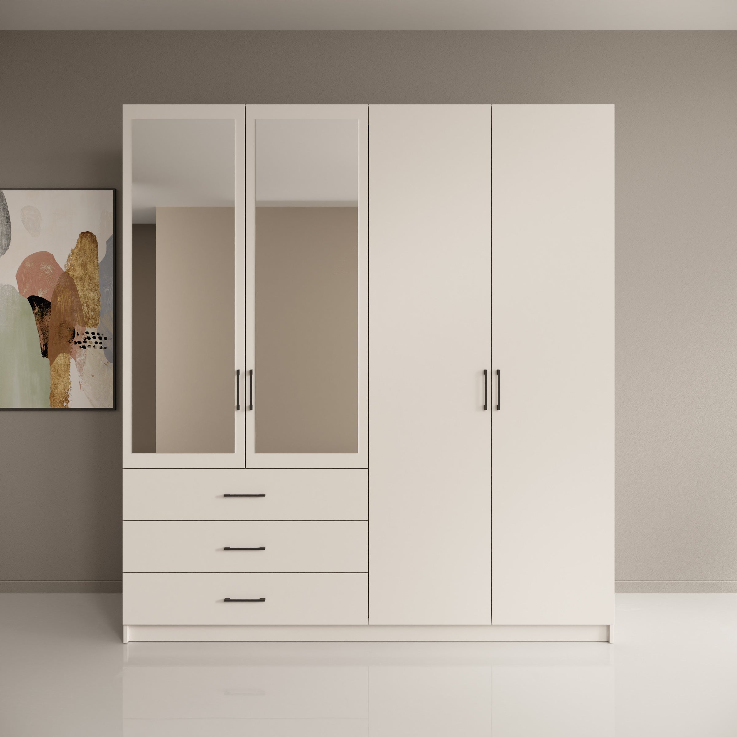 Puro - Kledingkast met 4 deuren - Beige - 196x60x215 cm
