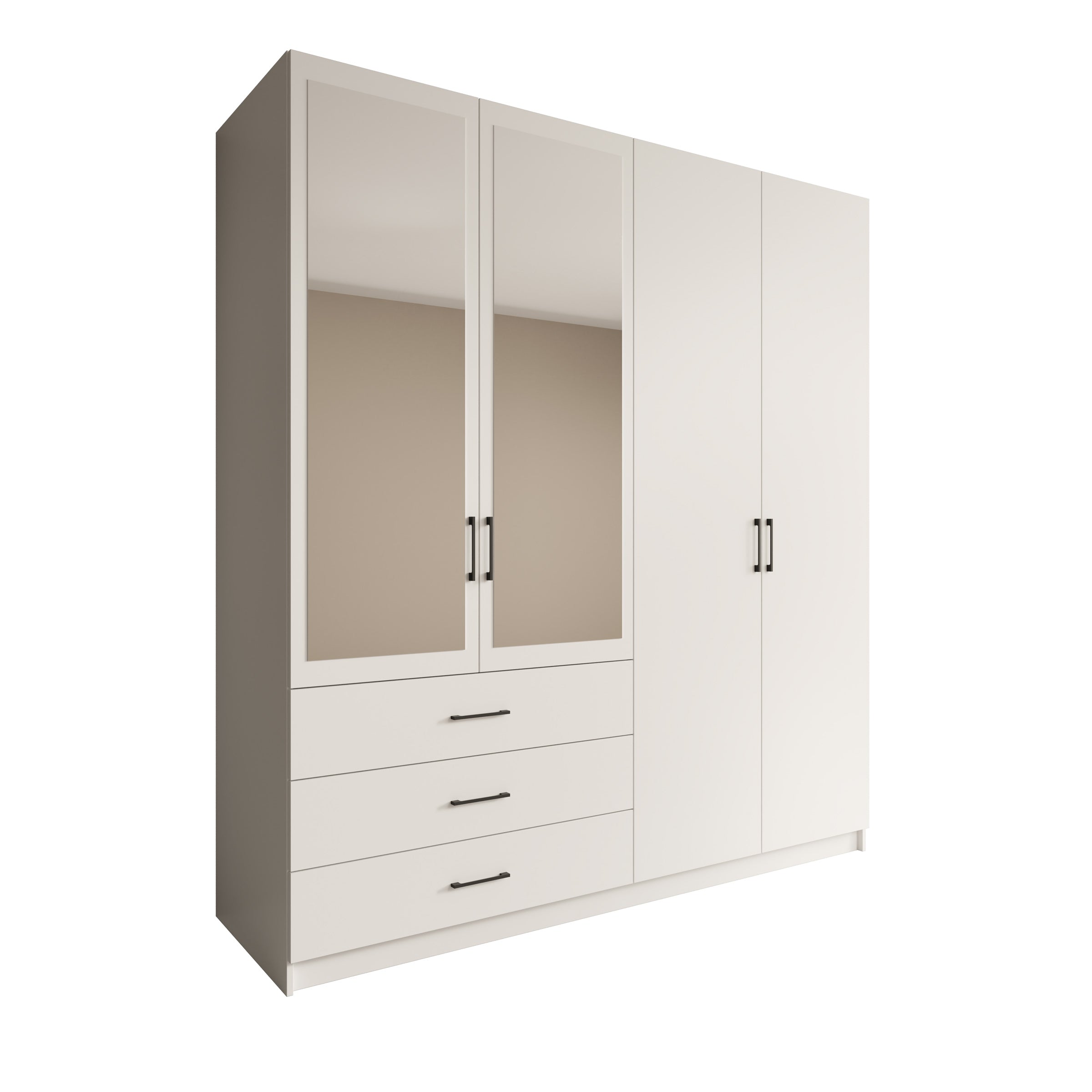Puro - Kledingkast met 4 deuren - Wit - 196x60x215 cm