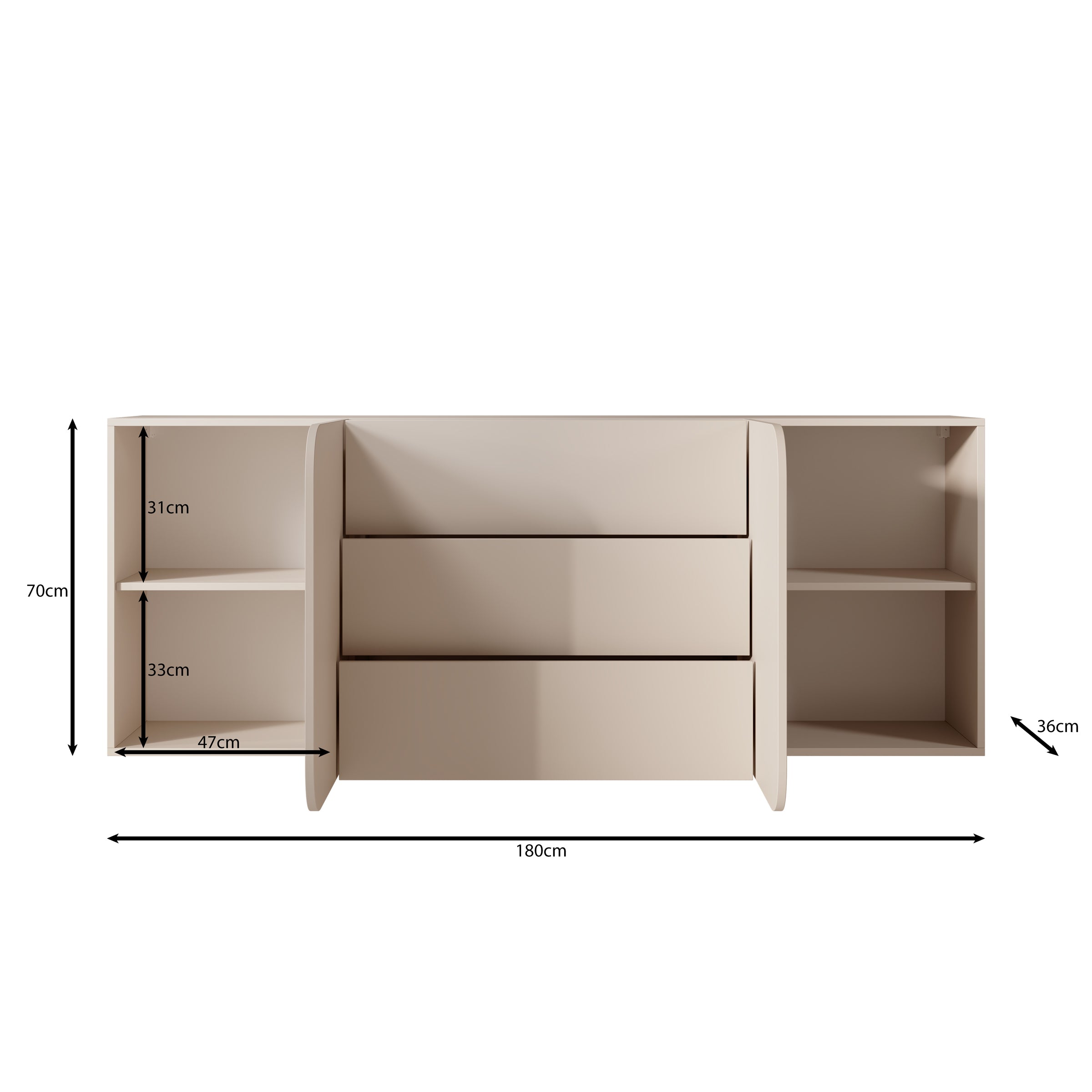 Renalto - Dressoir - Beige - 180x36x70 cm