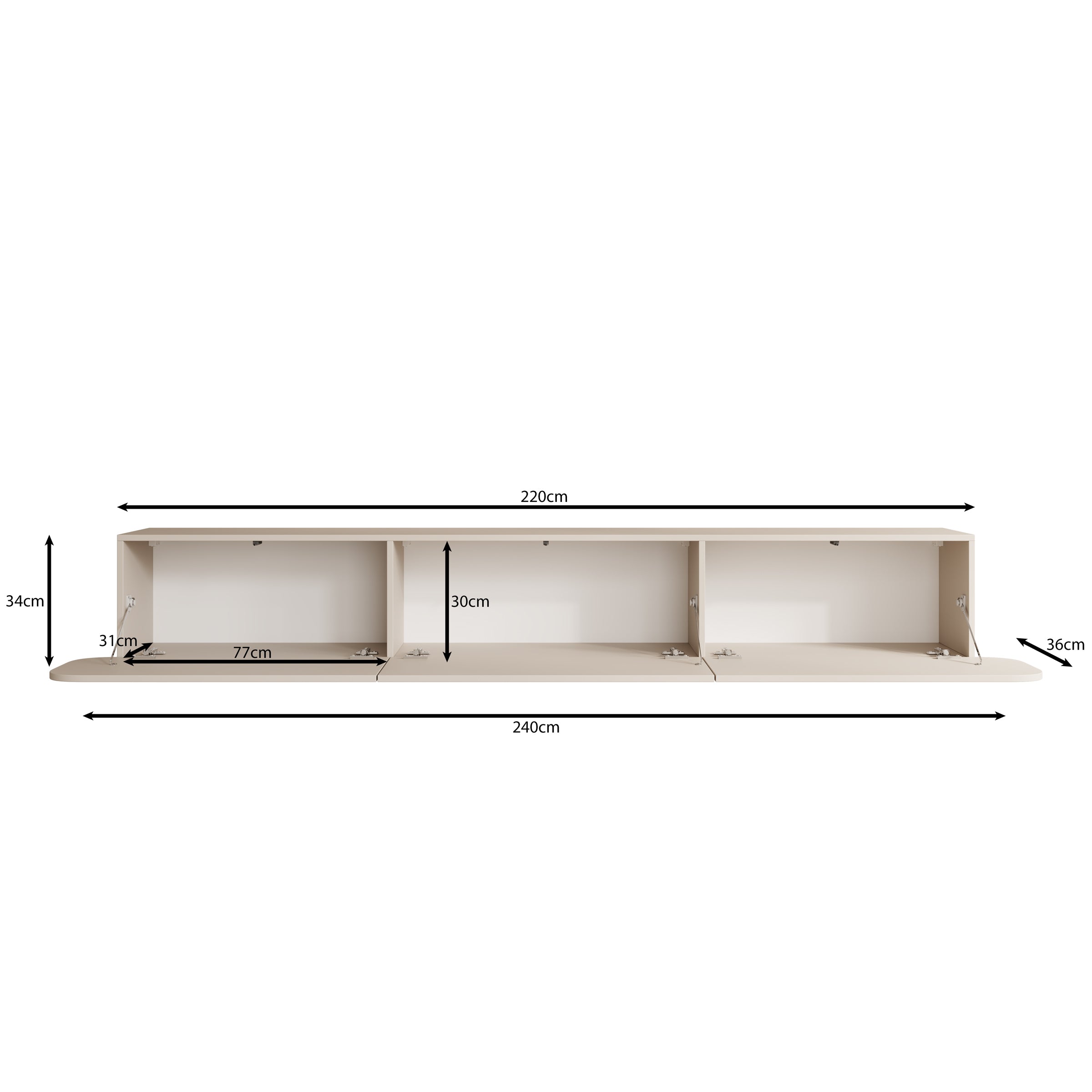 Renalto - TV-Meubel - Beige - 220x36x34 cm