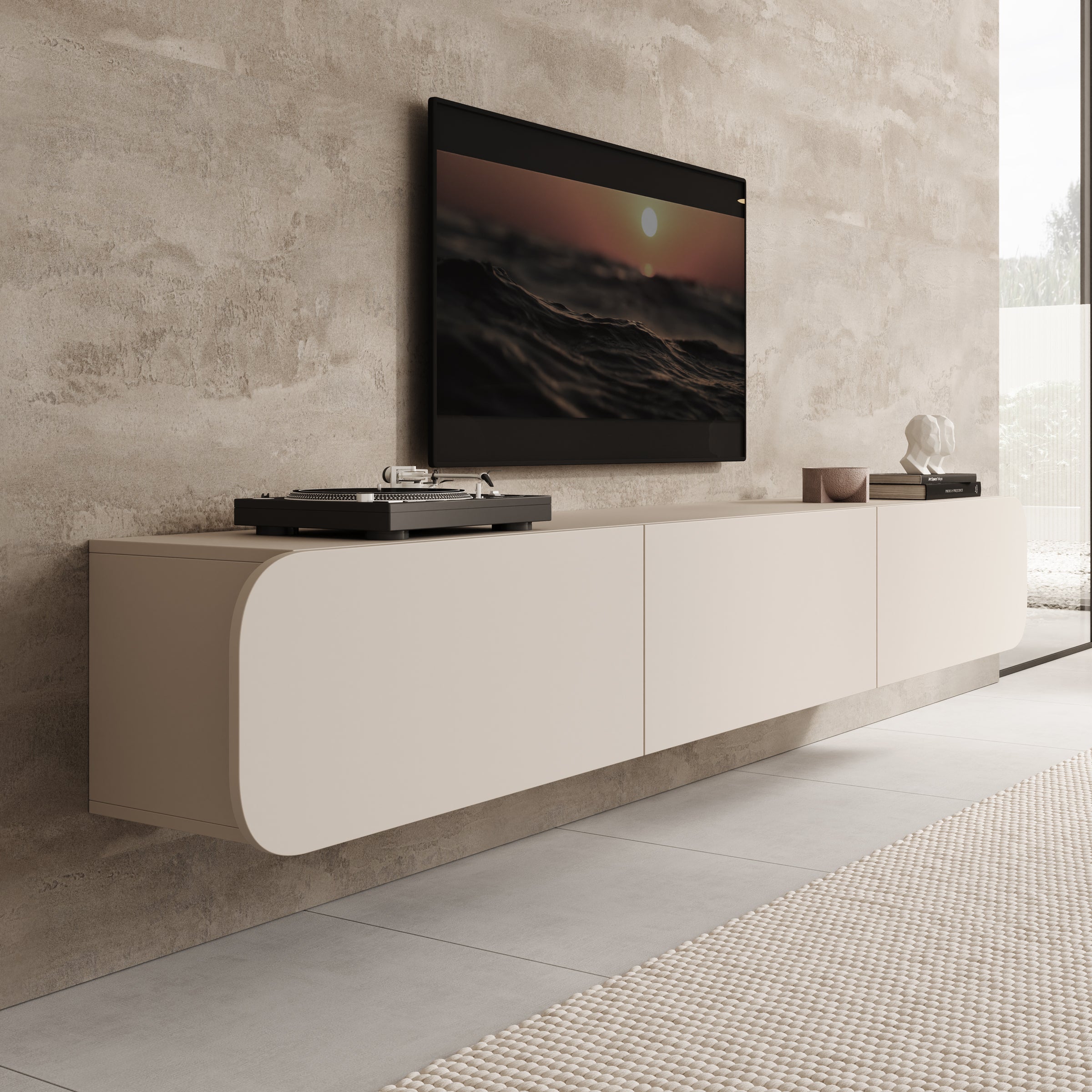 Renalto - TV-Meubel - Beige - 220x36x34 cm
