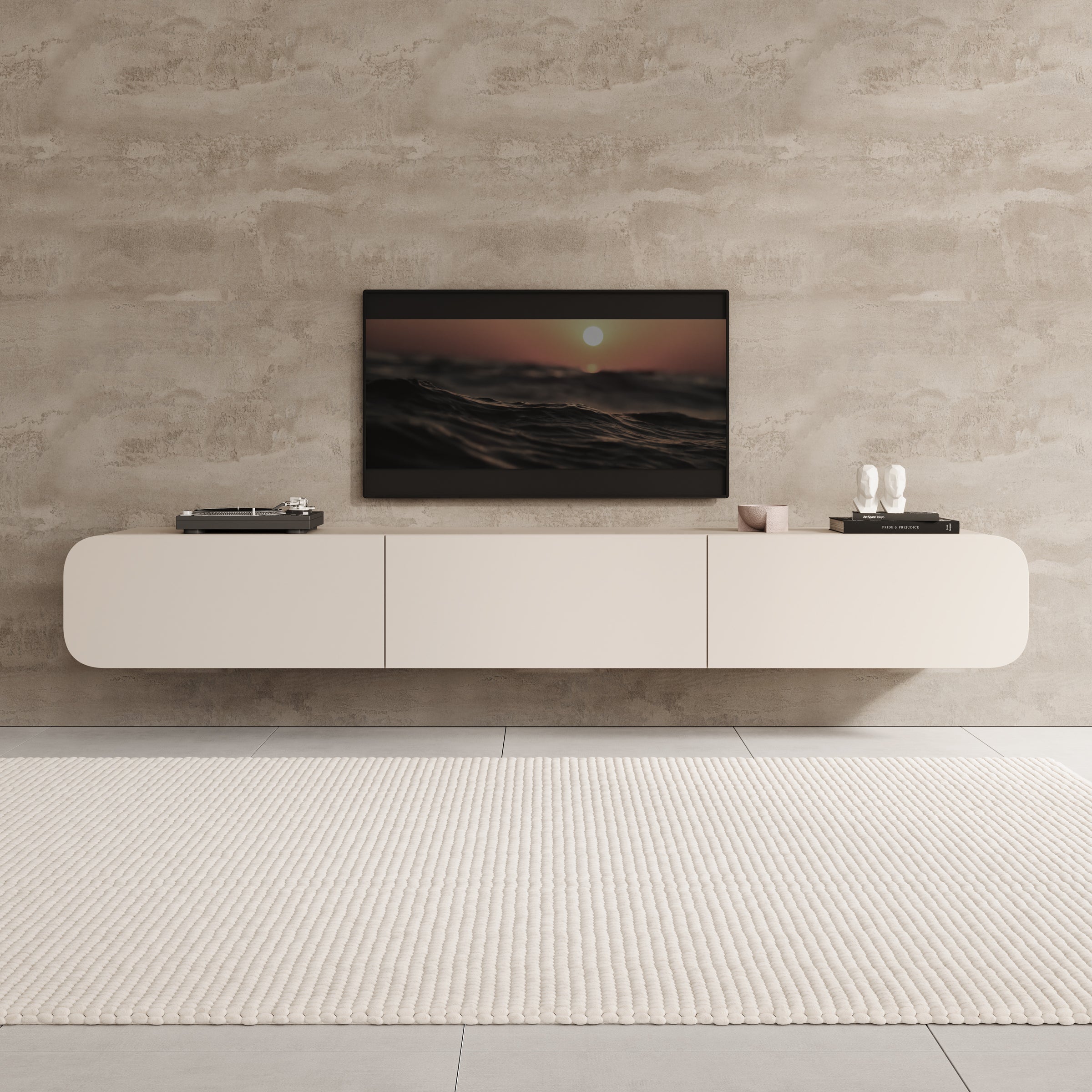 Renalto - TV-Meubel - Beige - 220x36x34 cm