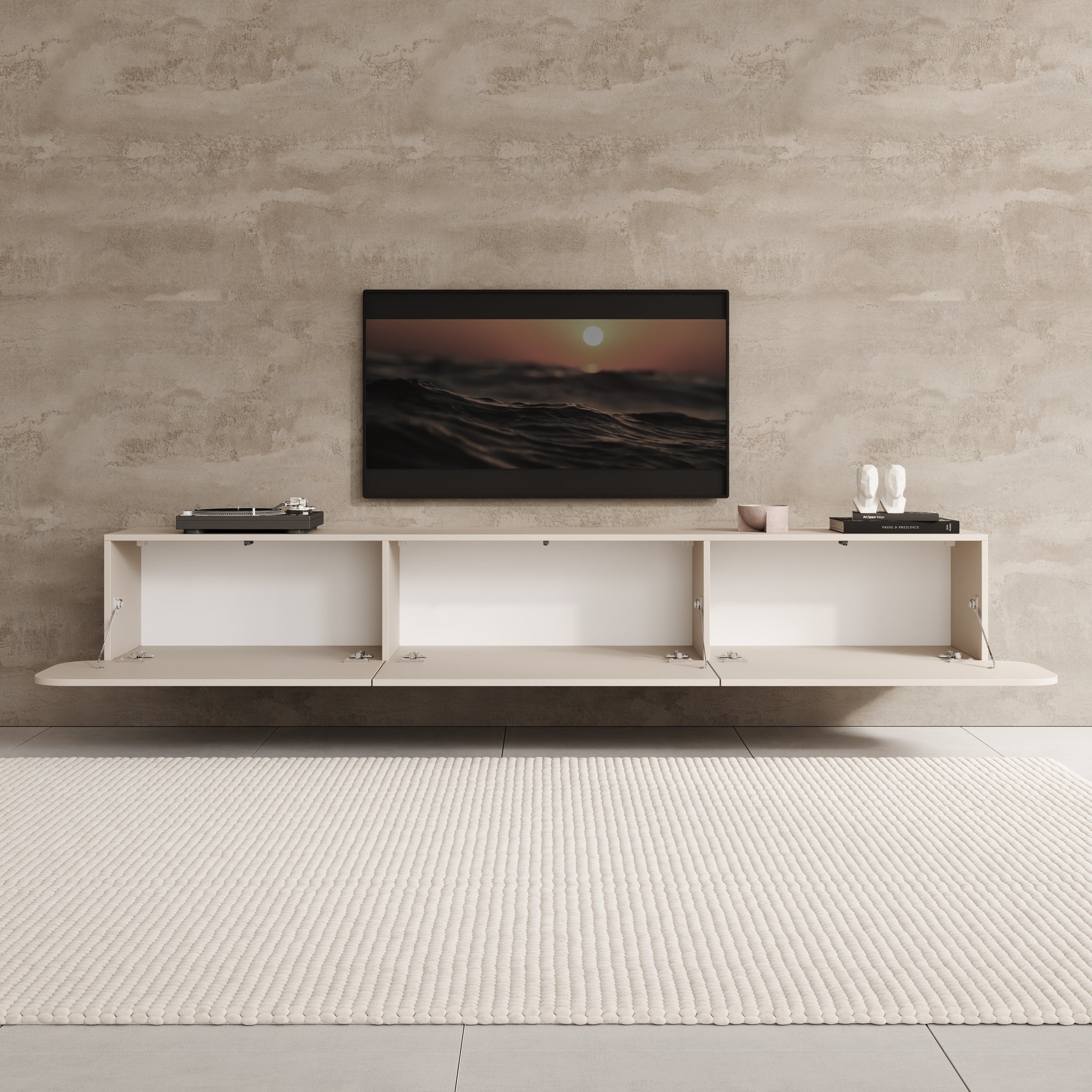 Renalto - TV-Meubel - Beige - 220x36x34 cm
