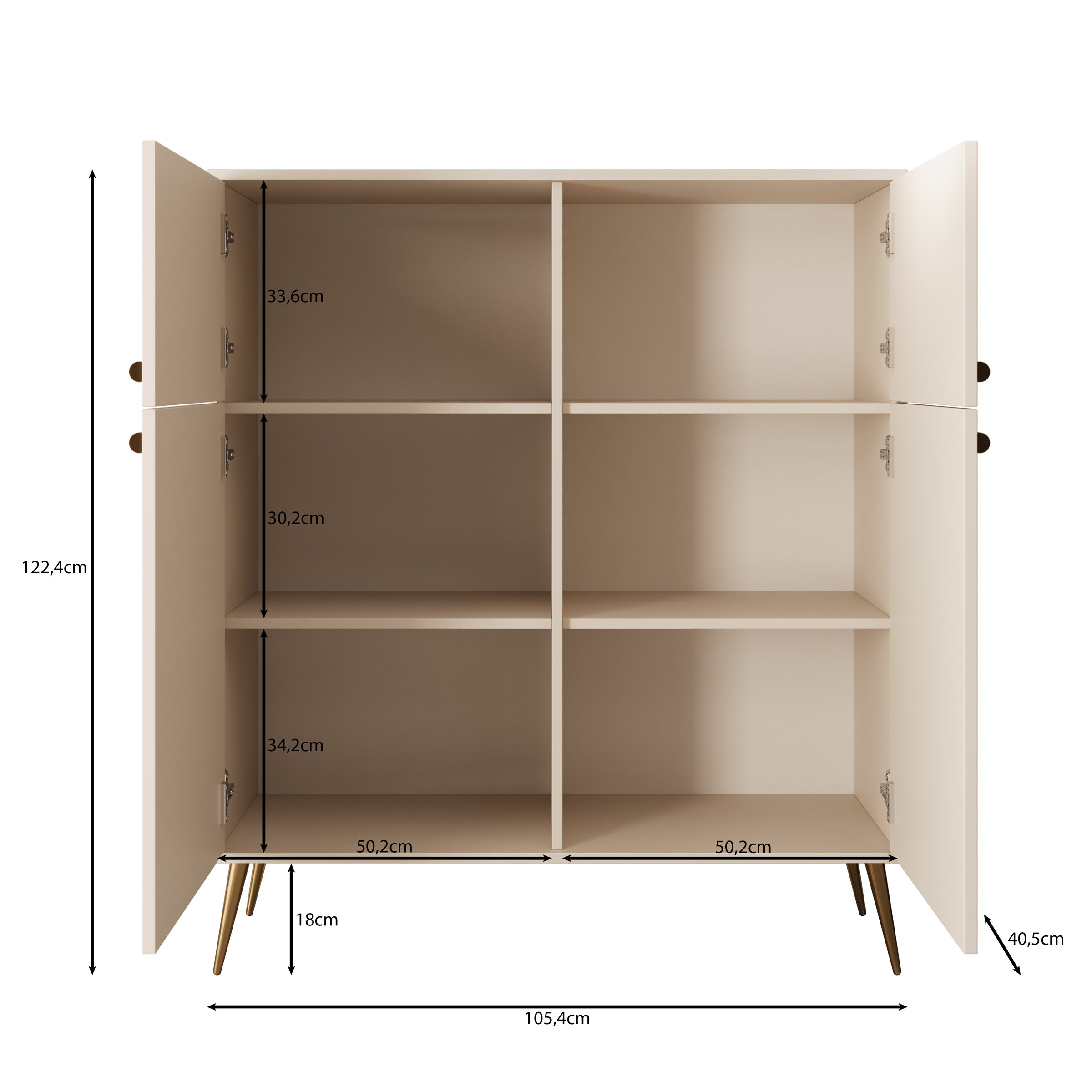 Reunion - Dressoir - Beige - 105x41x122 cm