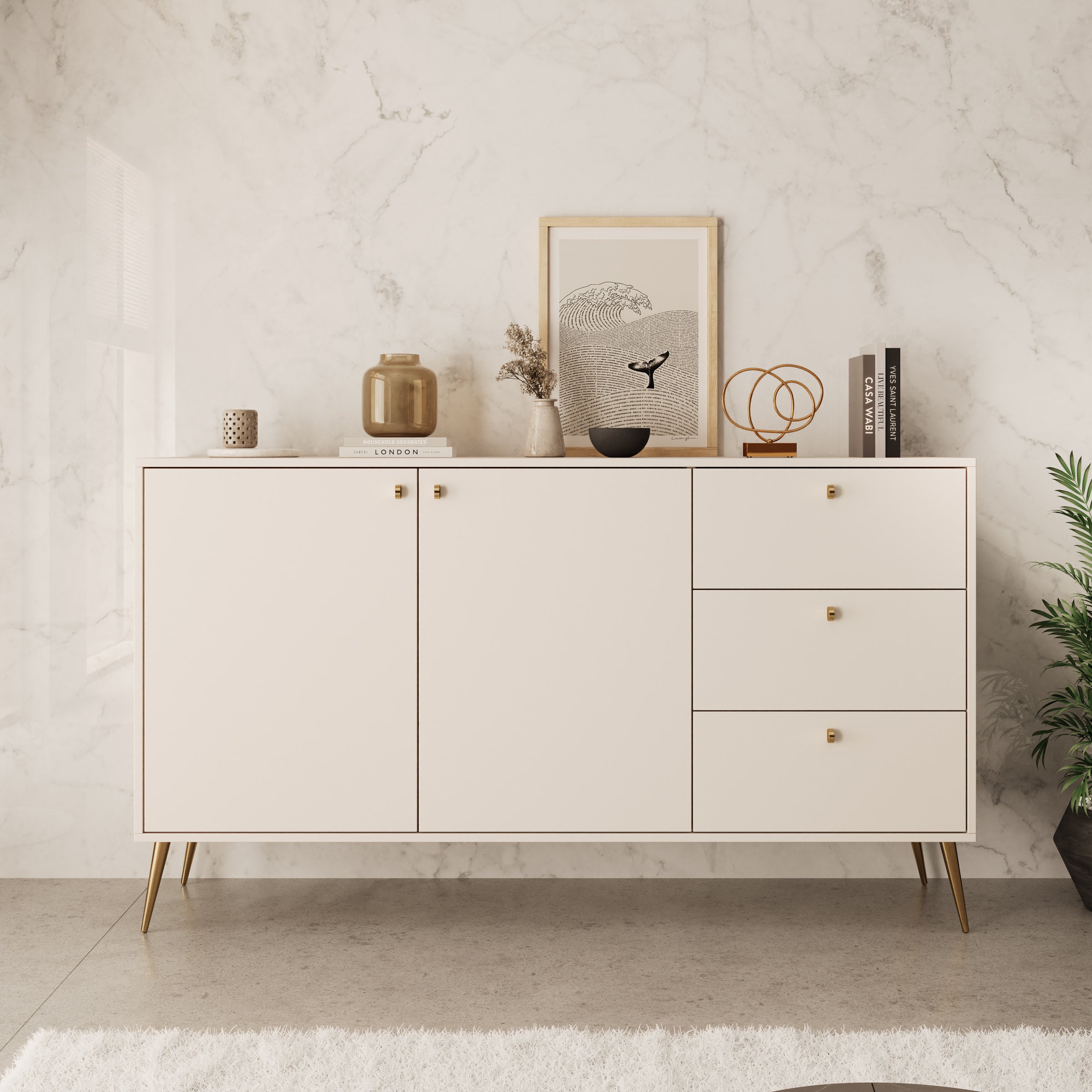 Reunion - Dressoir - Beige - 156x41x89 cm