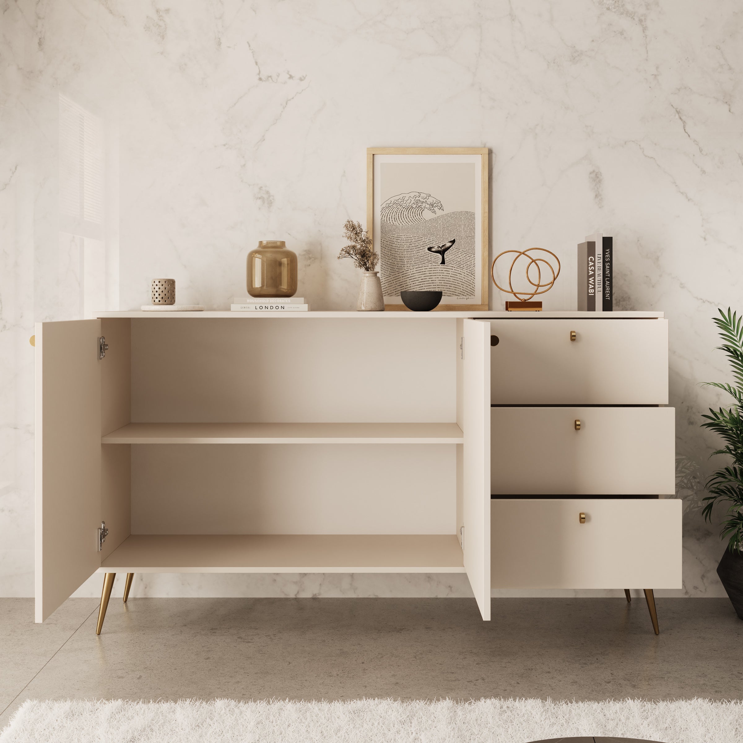 Reunion - Dressoir - Beige - 156x41x89 cm