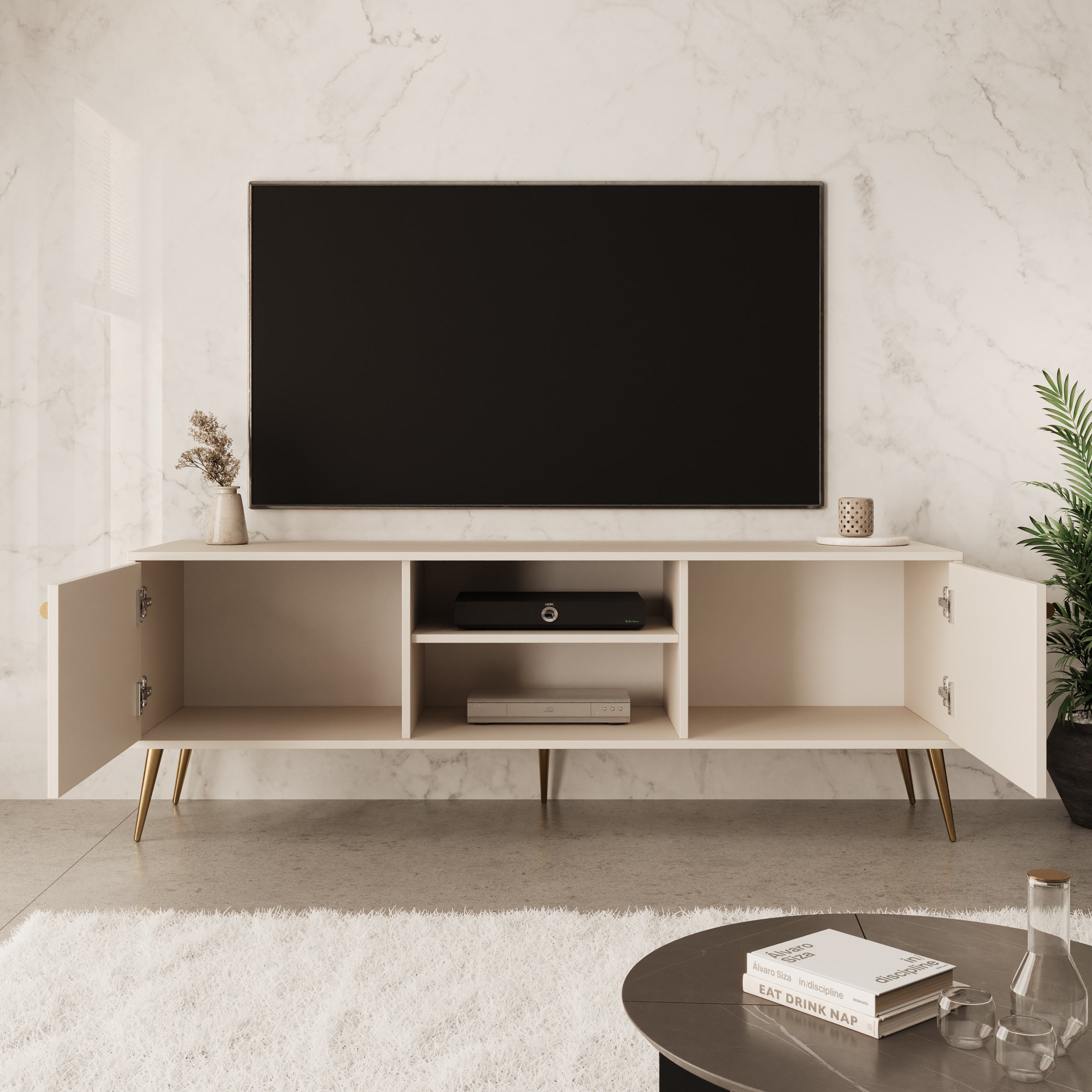 Reunion - TV-Meubel - Beige - 156x41x55 cm