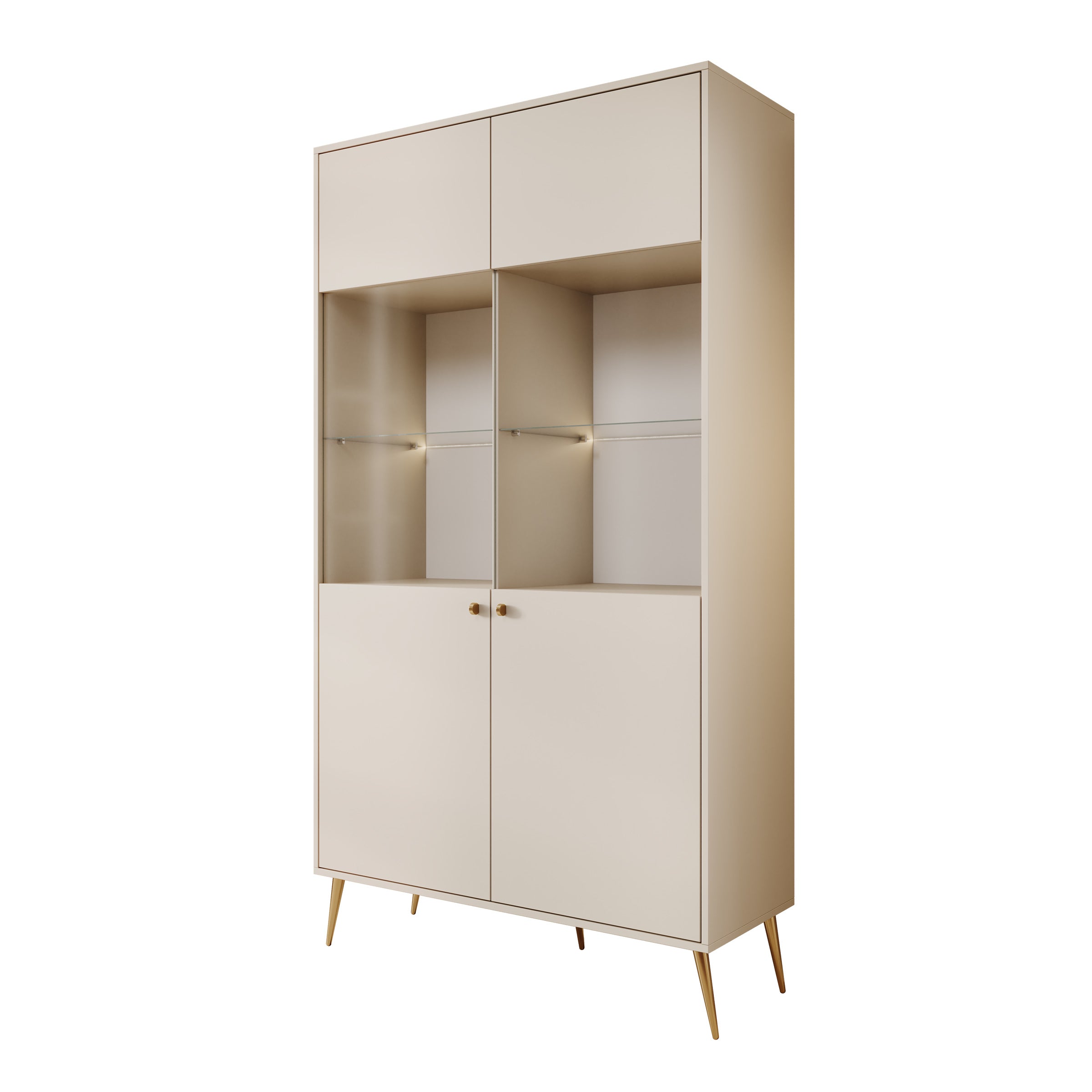 Reunion - Vitrinekast - Beige - 106x41x191 cm