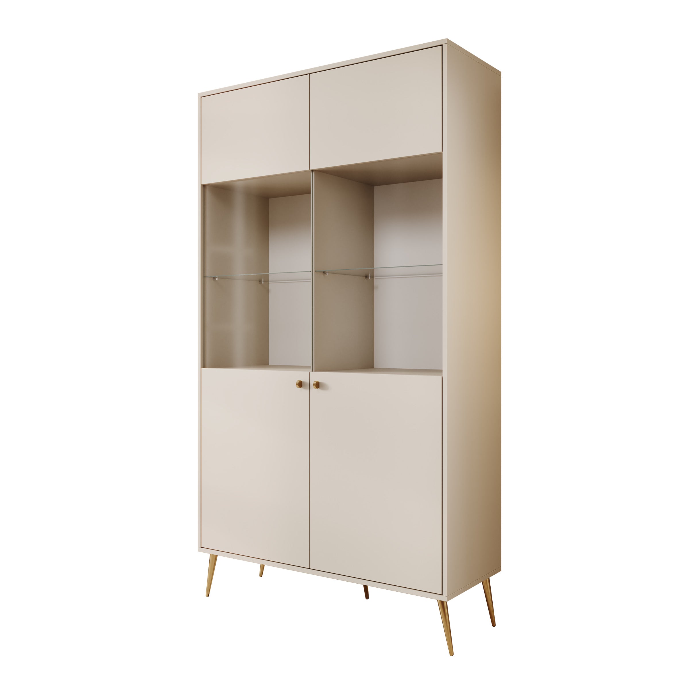 Reunion - Vitrinekast - Beige - 106x41x191 cm