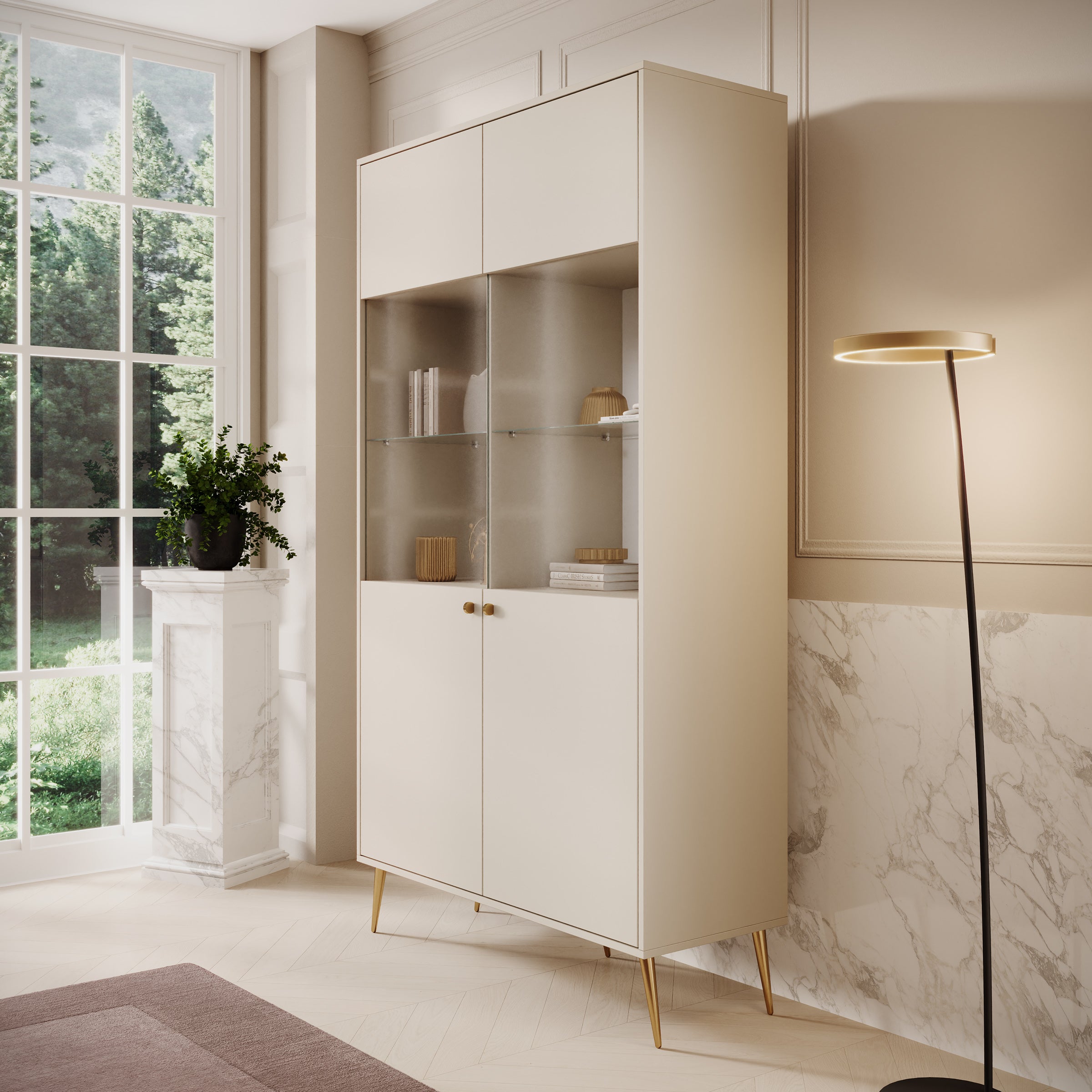 Reunion - Vitrinekast - Beige - 106x41x191 cm