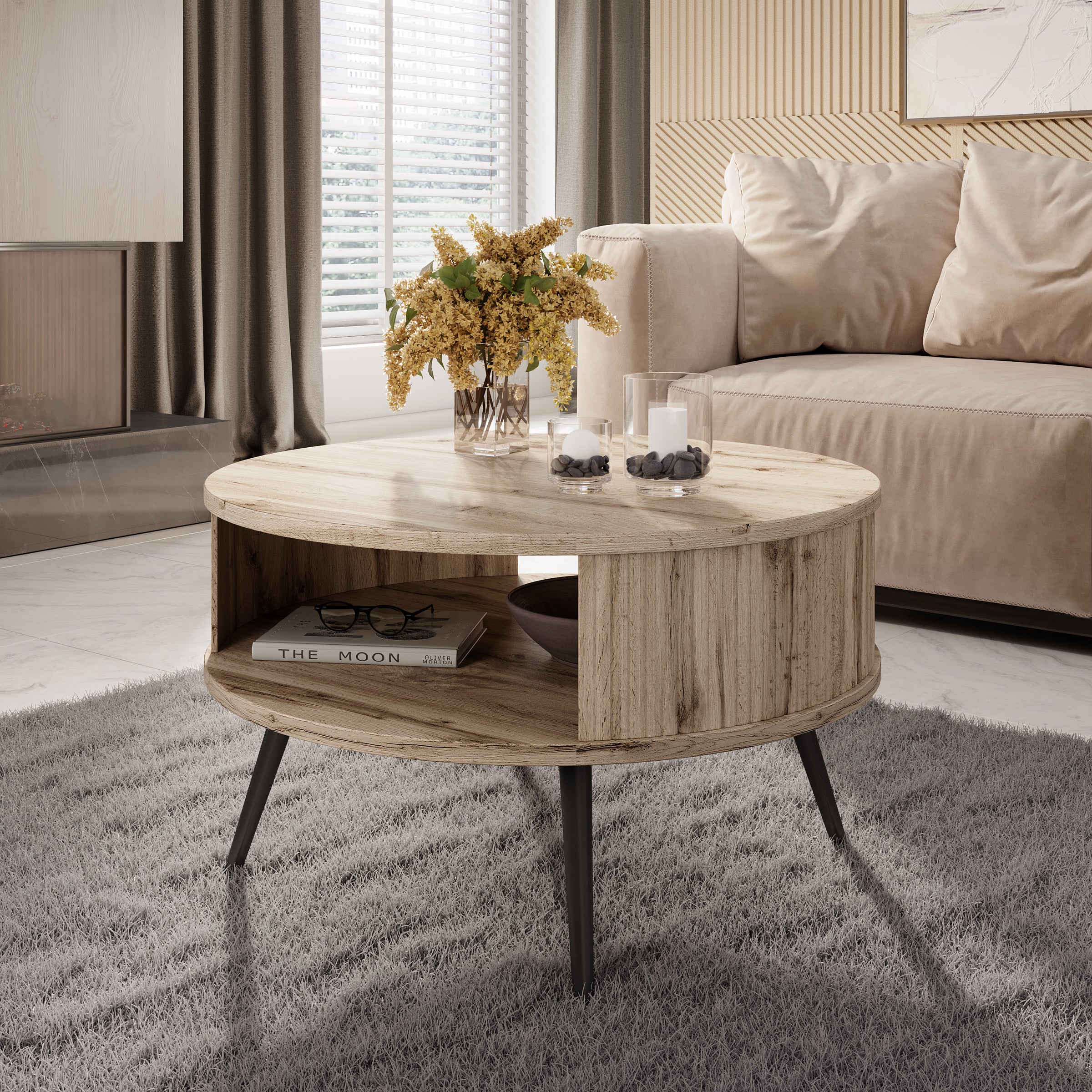 Riley - Salontafel - Eiken - 76x76x44 cm
