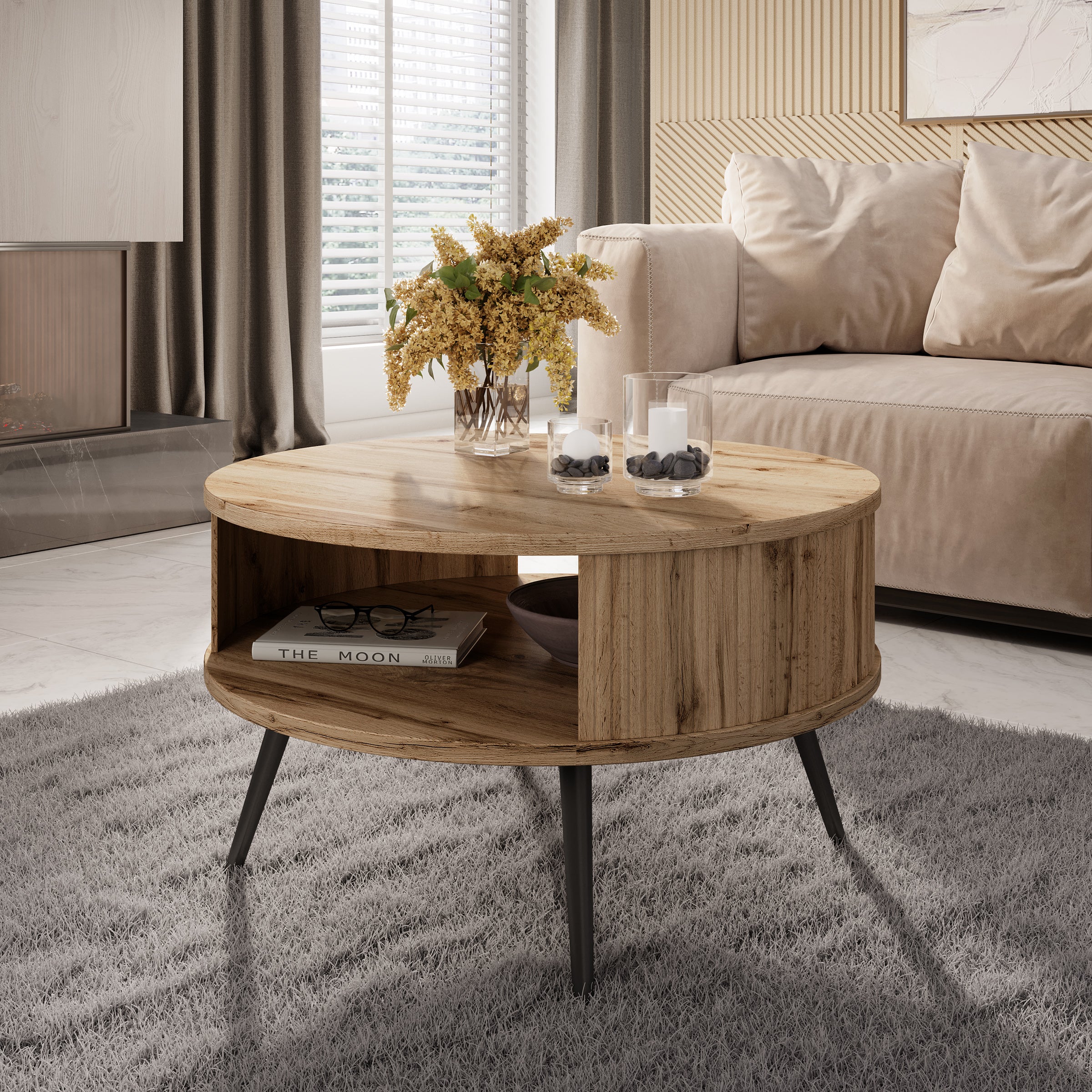 Riley - Salontafel - Eiken - 76x76x44 cm