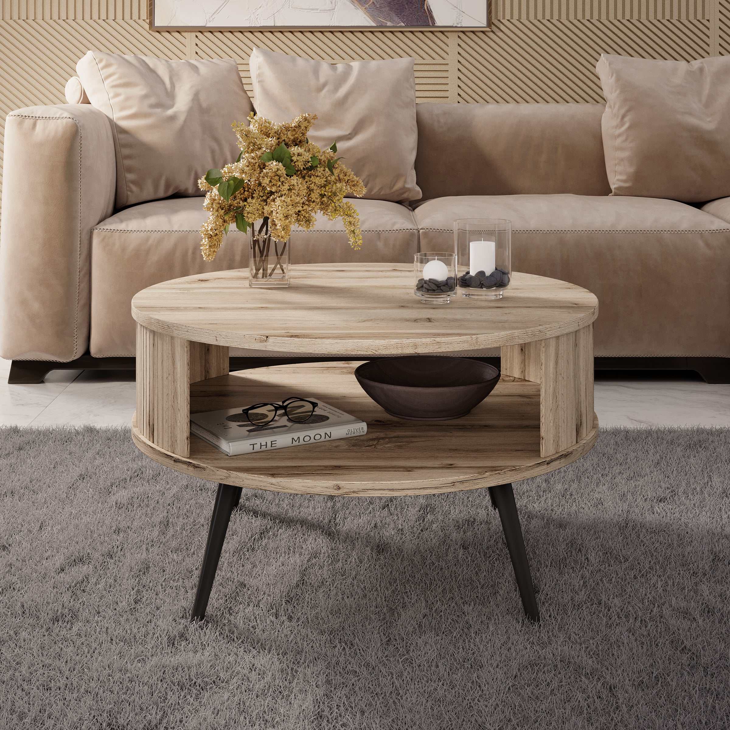 Riley - Salontafel - Eiken - 76x76x44 cm