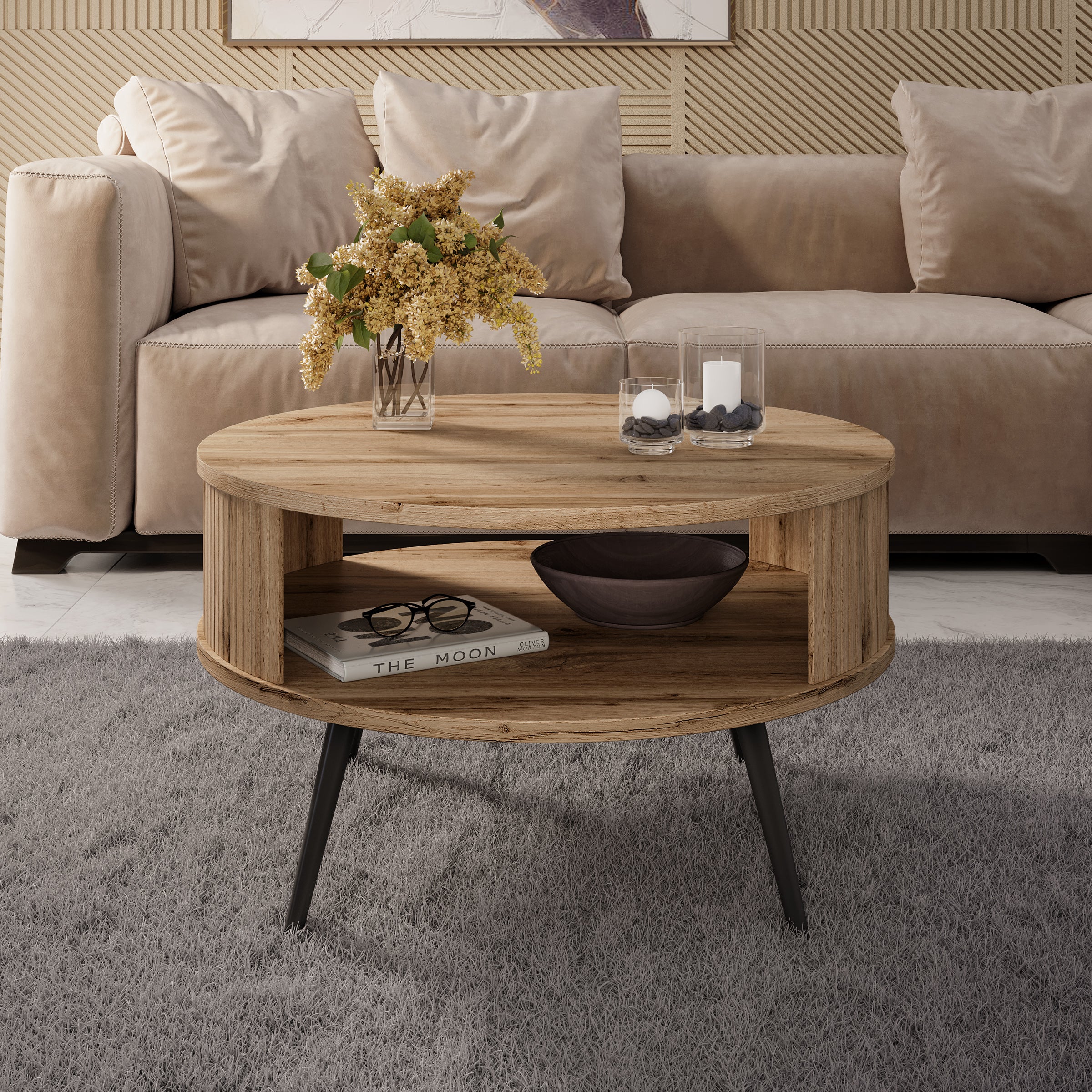 Riley - Salontafel - Eiken - 76x76x44 cm