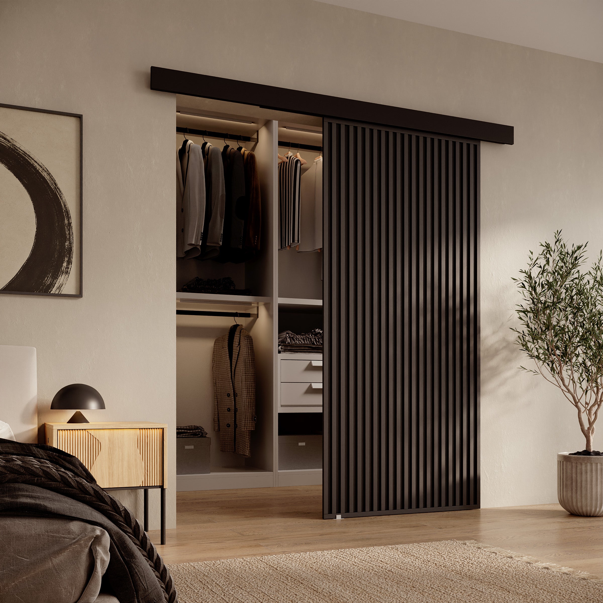 Rincon - Schuifdeur - Antraciet/Zwart - 96x205 cm