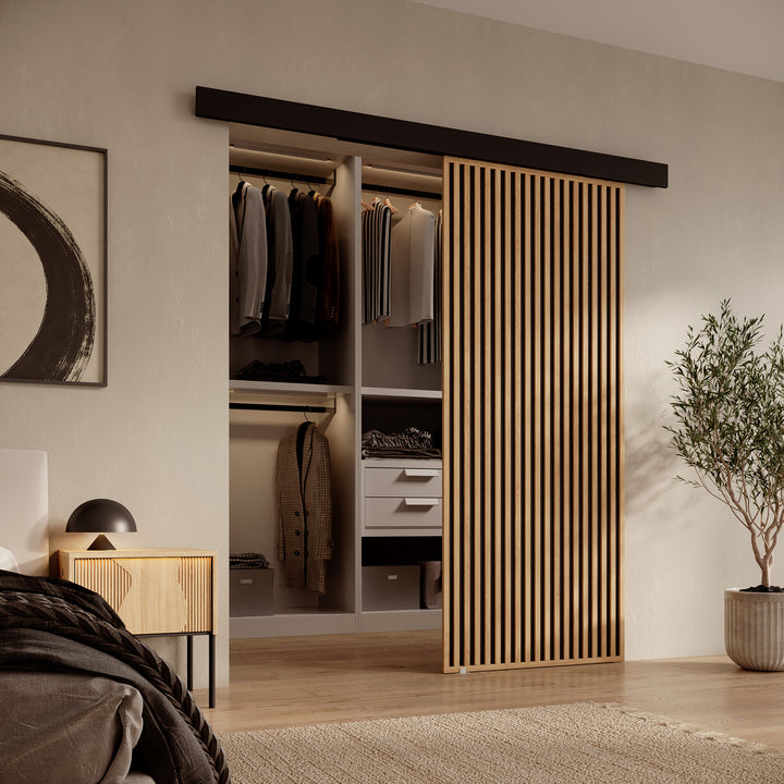 Rincon - Schuifdeur - Eikenpatroon/Zwart - 86x205 cm