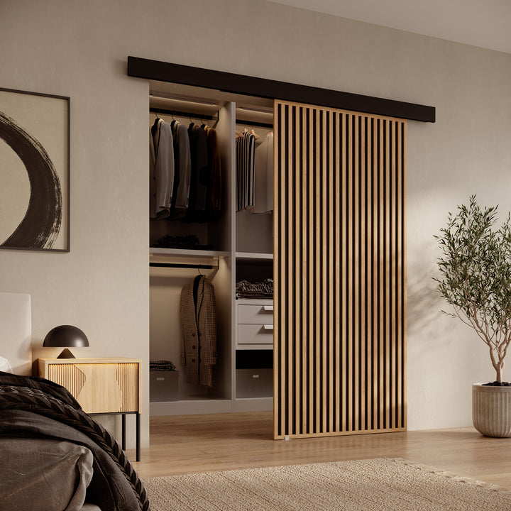 Rincon - Schuifdeur - Eikenpatroon/Zwart - 96x205 cm