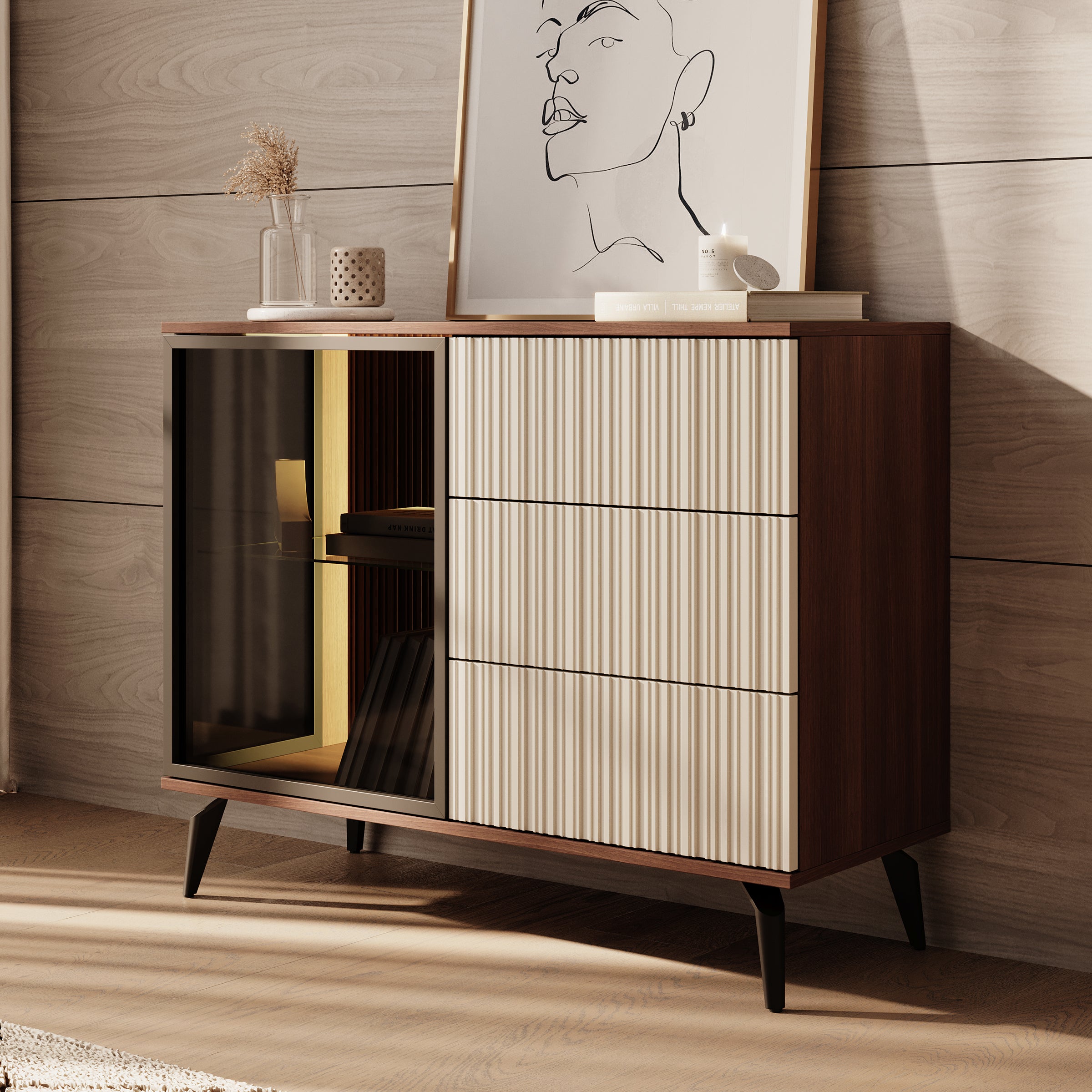 Riverhead - Dressoir - Beige/Eiken - 103x39x80 cm