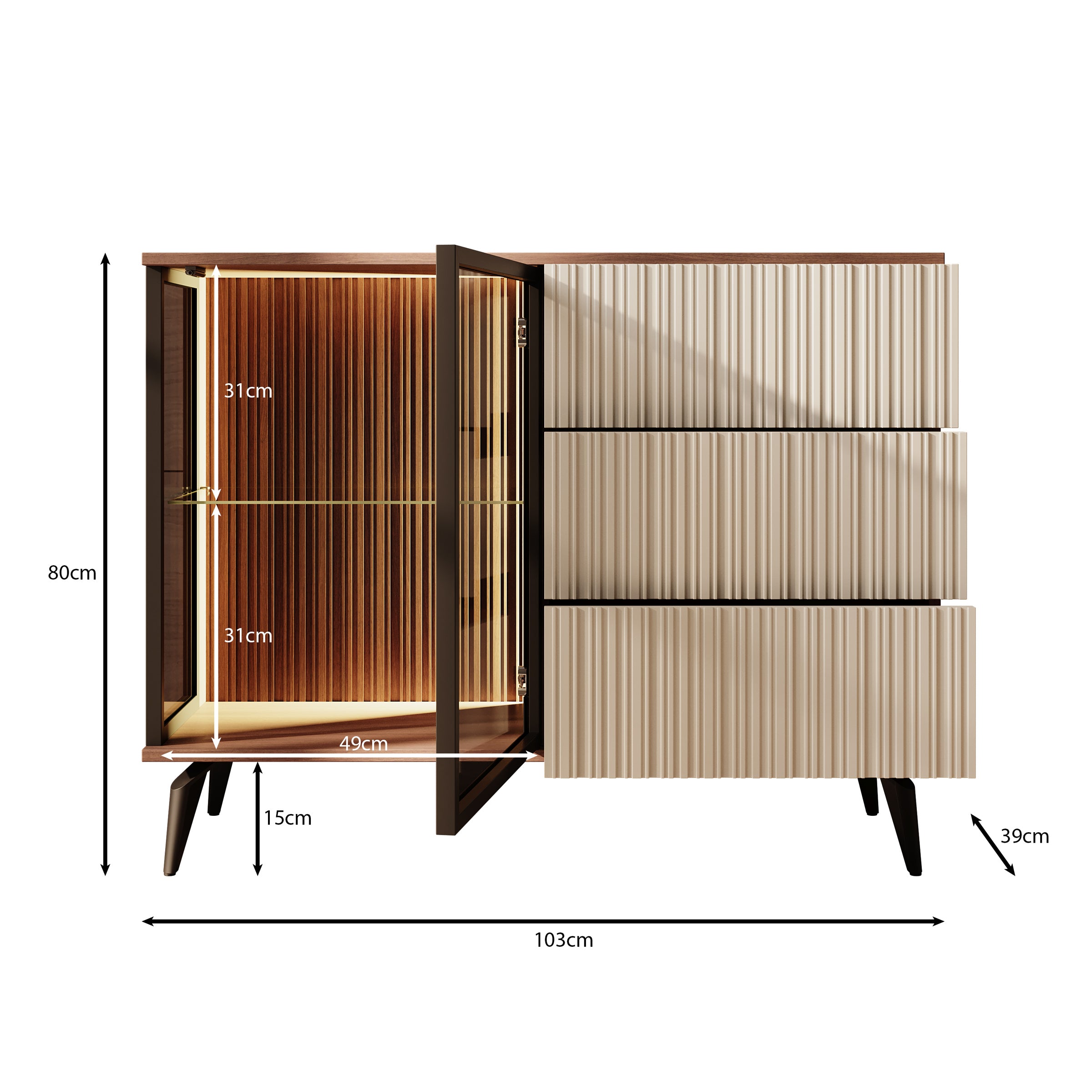 Riverhead - Dressoir - Beige/Eiken - 103x39x80 cm
