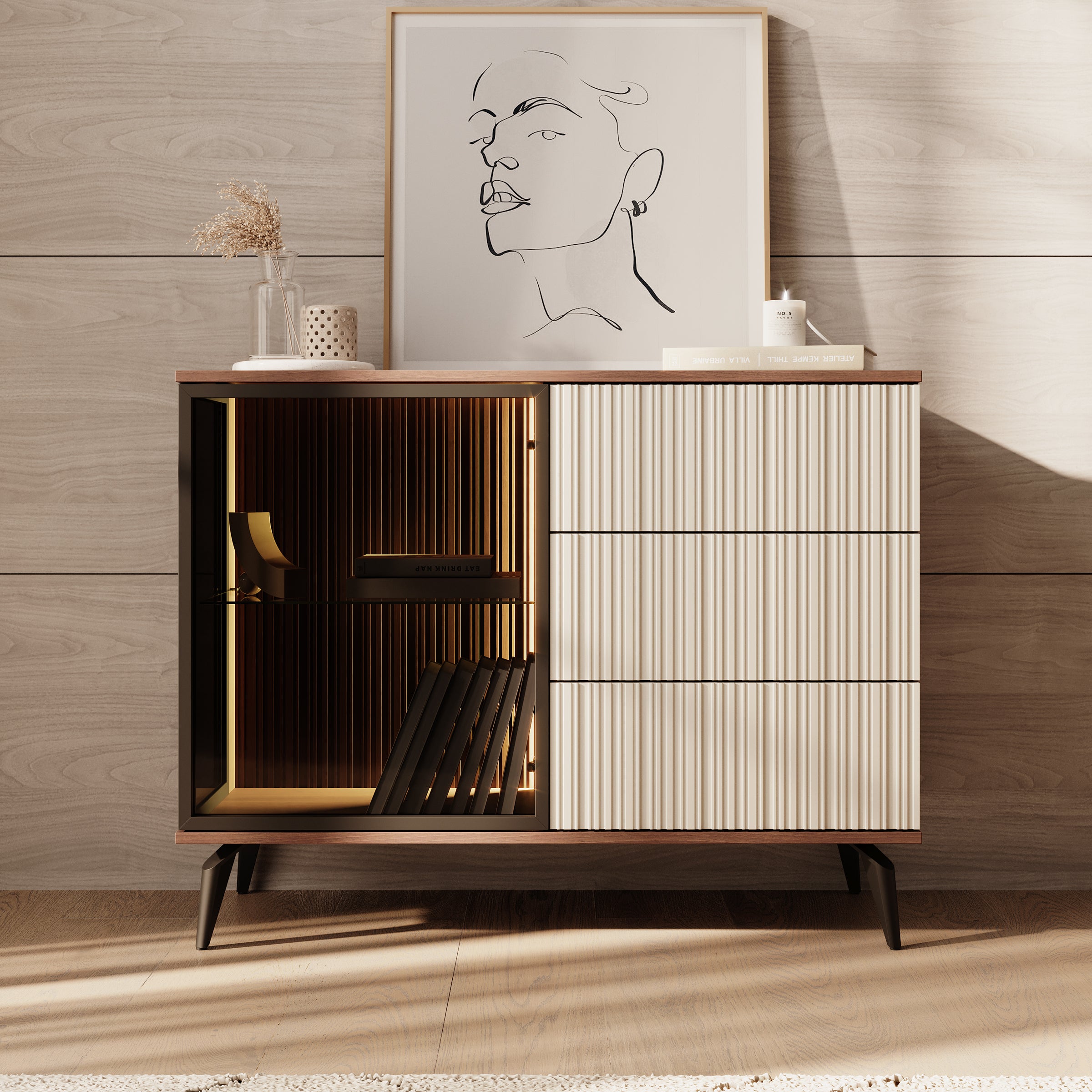 Riverhead - Dressoir - Beige/Eiken - 103x39x80 cm