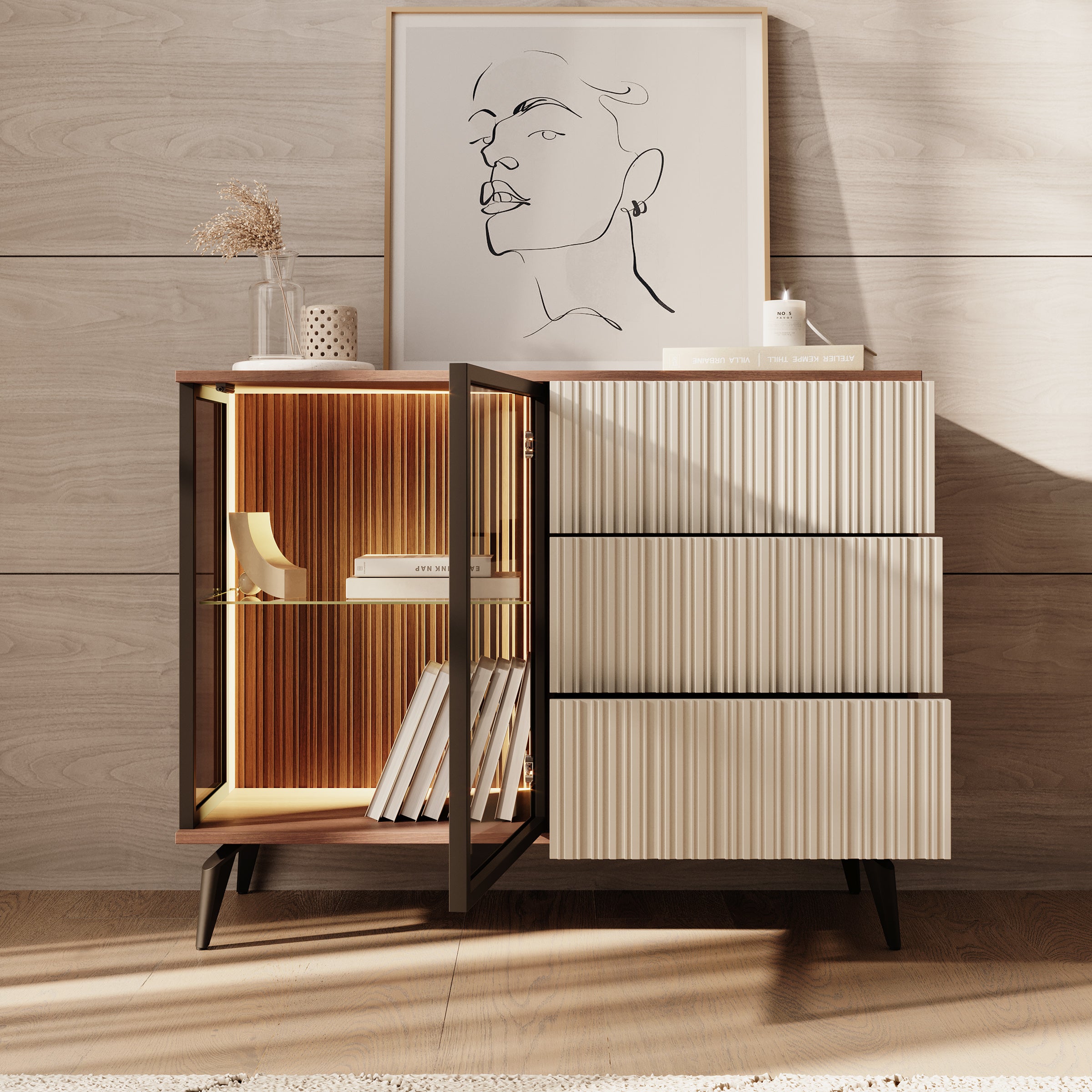Riverhead - Dressoir - Beige/Eiken - 103x39x80 cm
