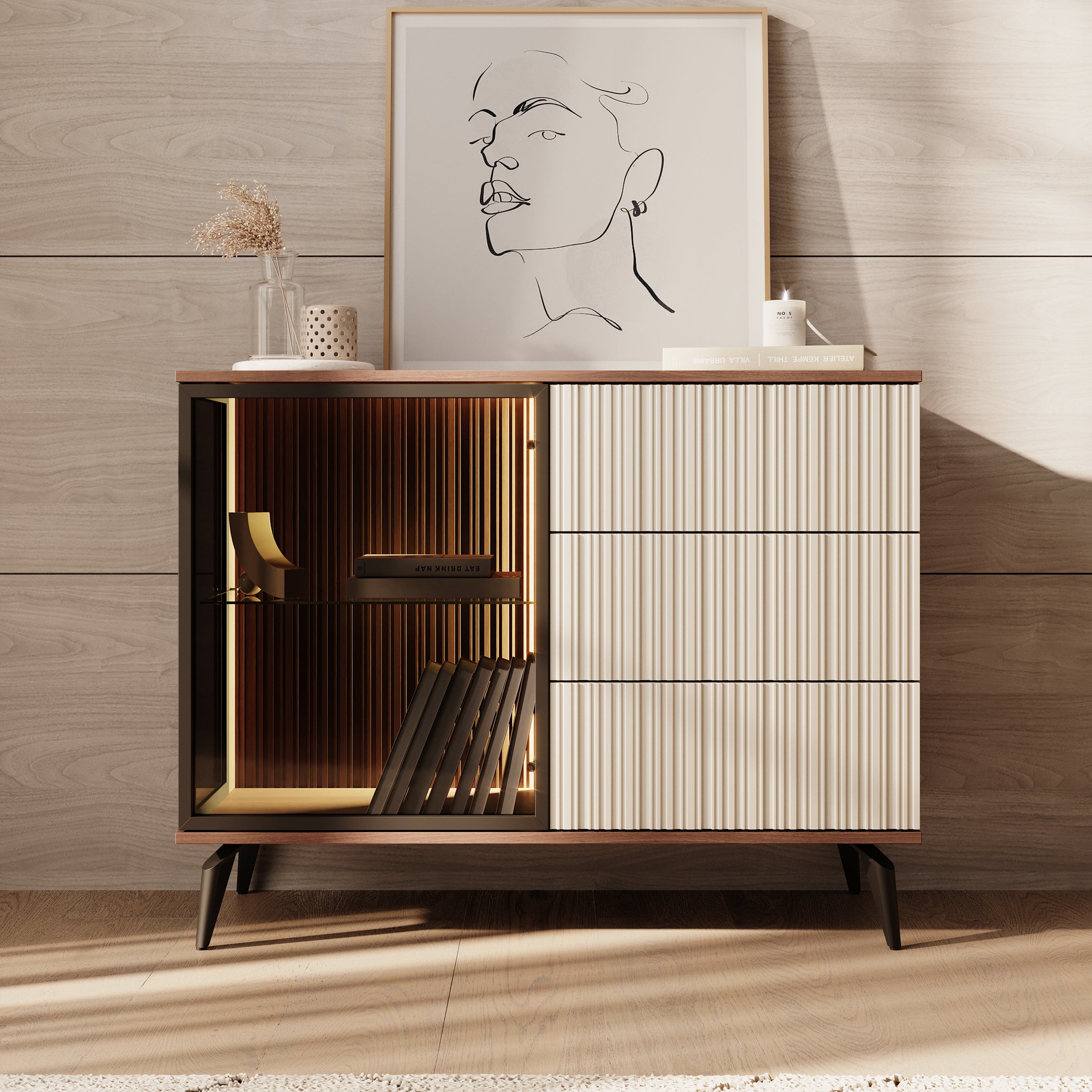 Riverhead - Dressoir - Beige/Eiken - 103x39x80 cm