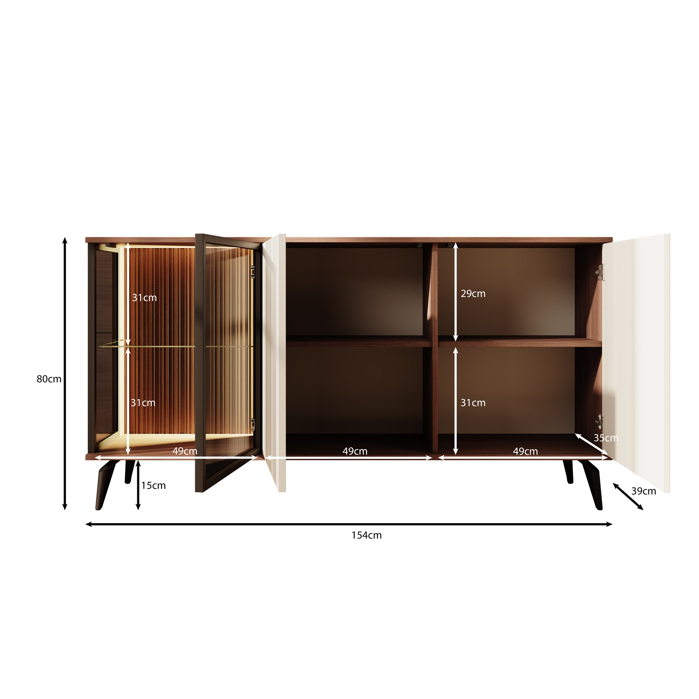 Riverhead - Dressoir - Beige/Eiken - 154x39x80 cm