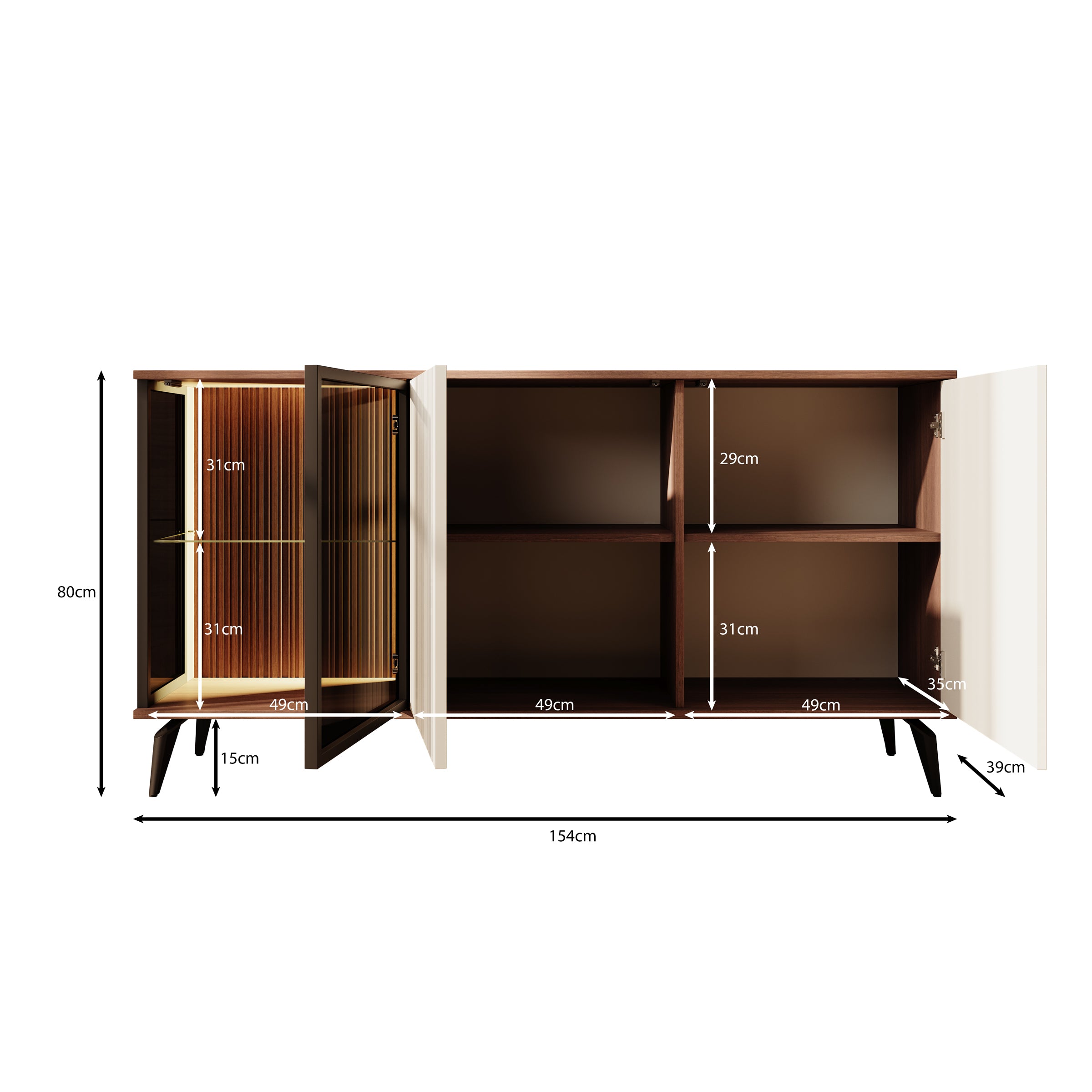 Riverhead - Dressoir - Beige/Eiken - 154x39x80 cm