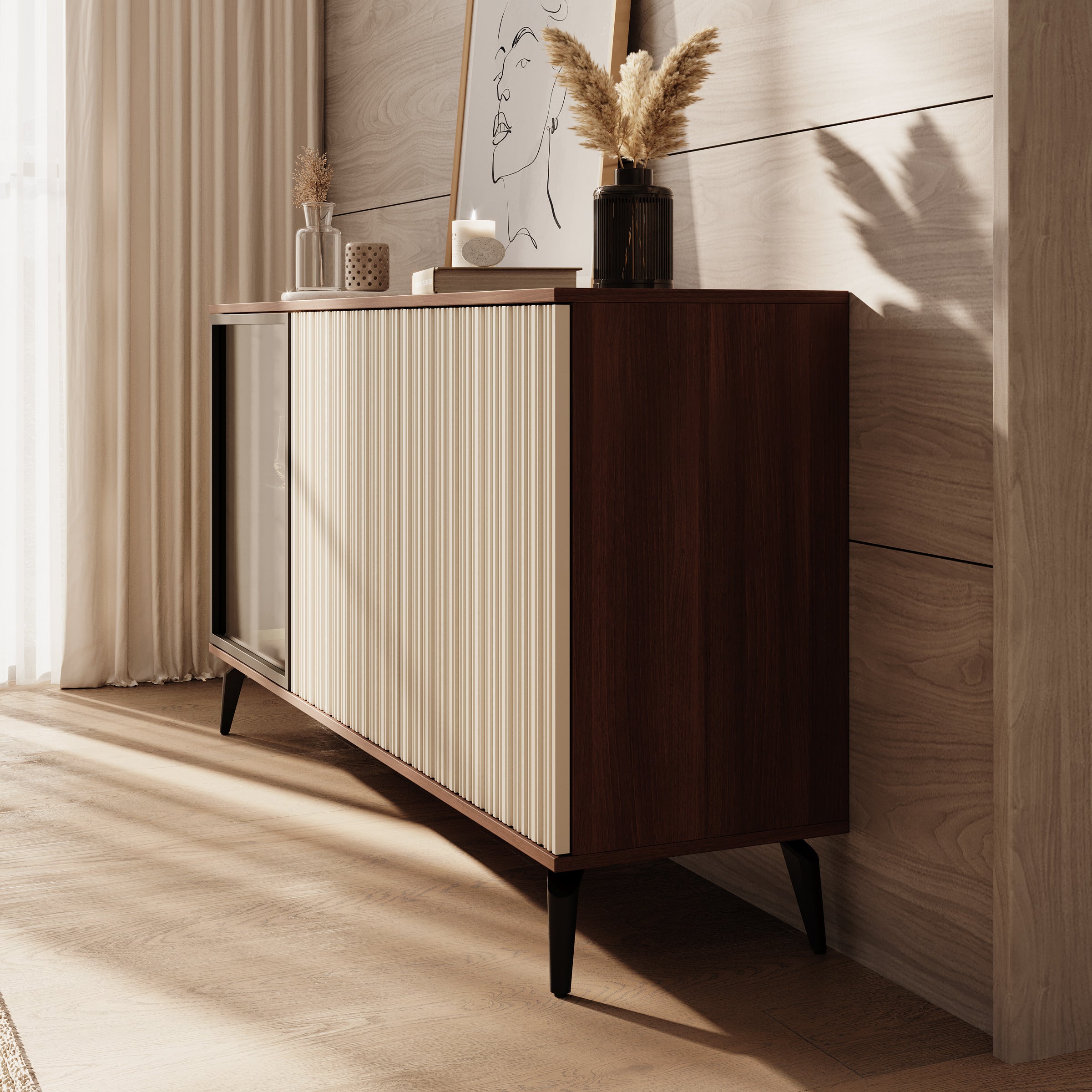 Riverhead - Dressoir - Beige/Eiken - 154x39x80 cm