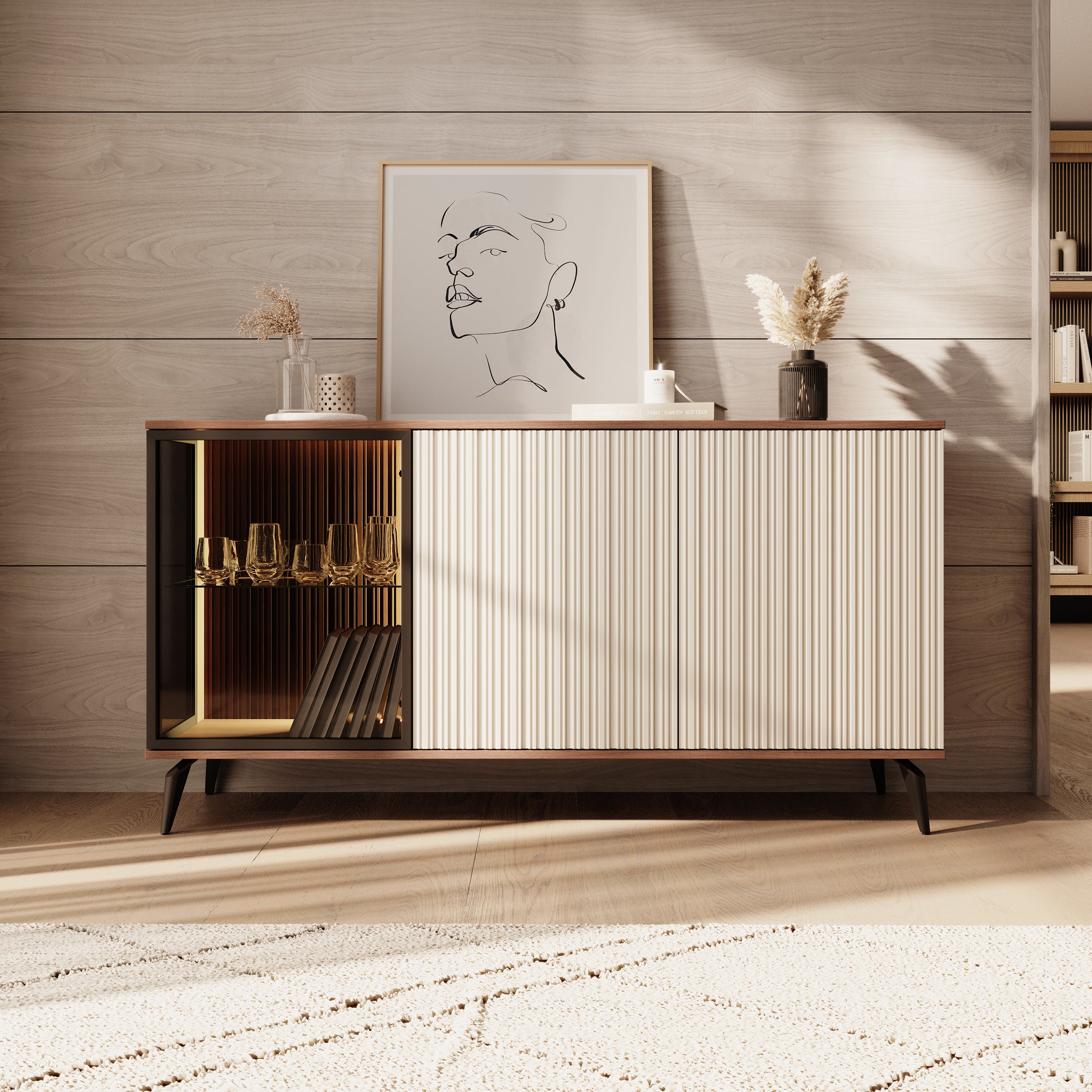 Riverhead - Dressoir - Beige/Eiken - 154x39x80 cm