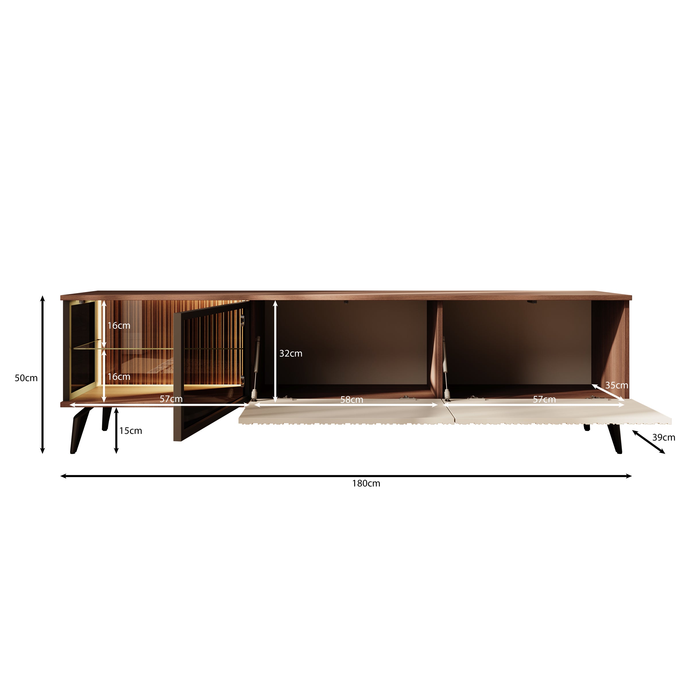 Riverhead - TV-Meubel - Beige/Eiken - 180x39x50 cm
