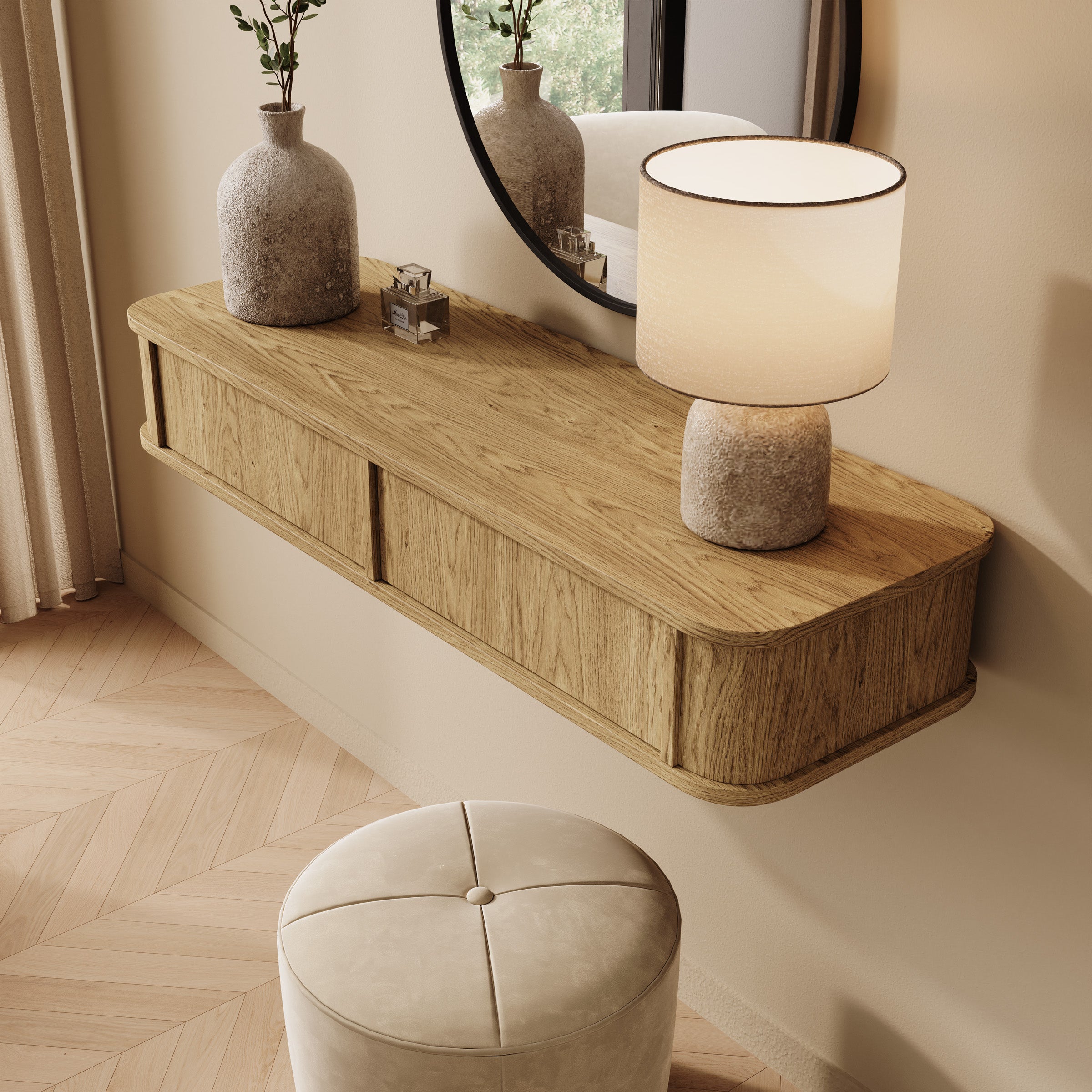 Rodeno - Kaptafel - Licht eikenpatroon - 108x36x17 cm