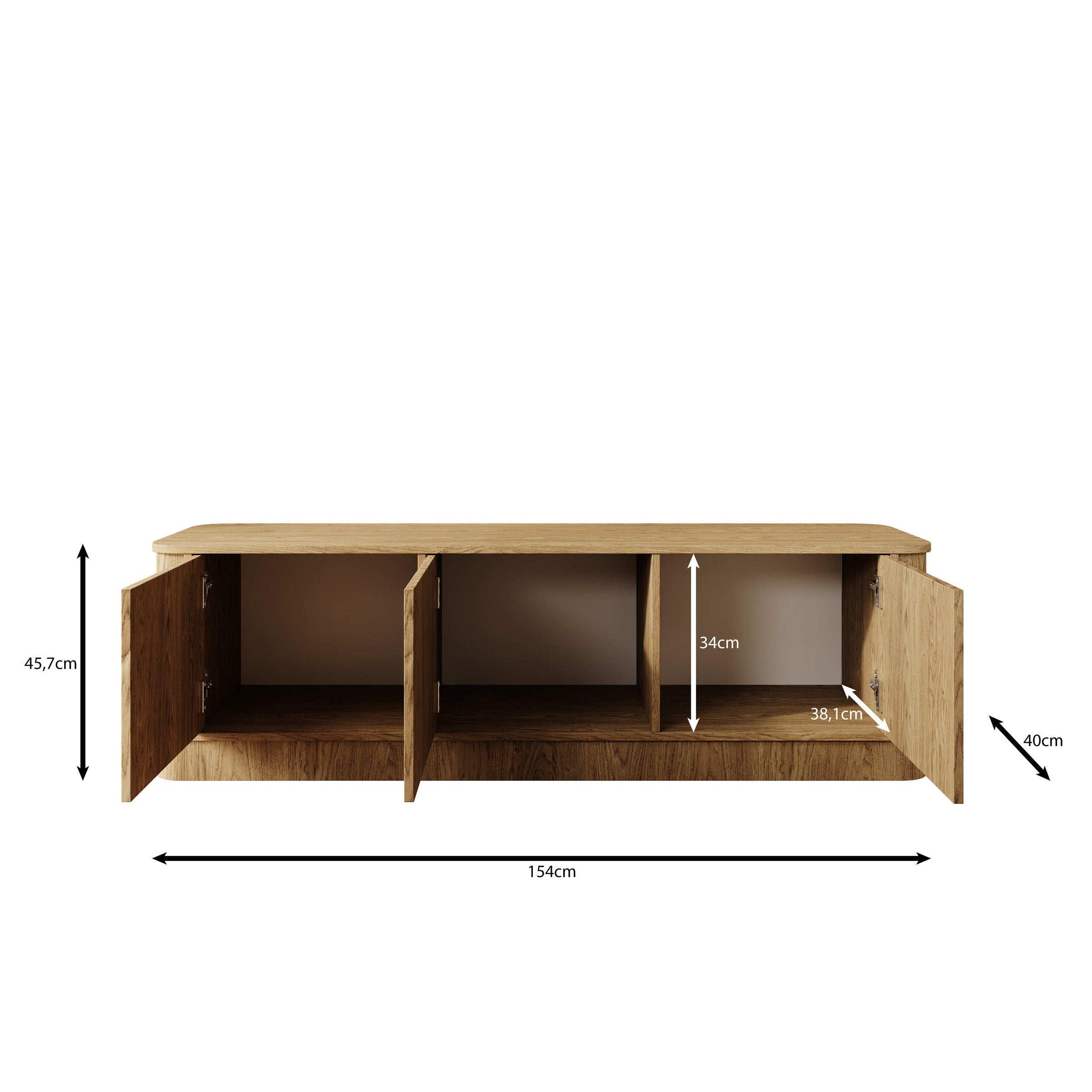 Rodeno - TV-Meubel - Licht eikenpatroon - 154x40x46 cm