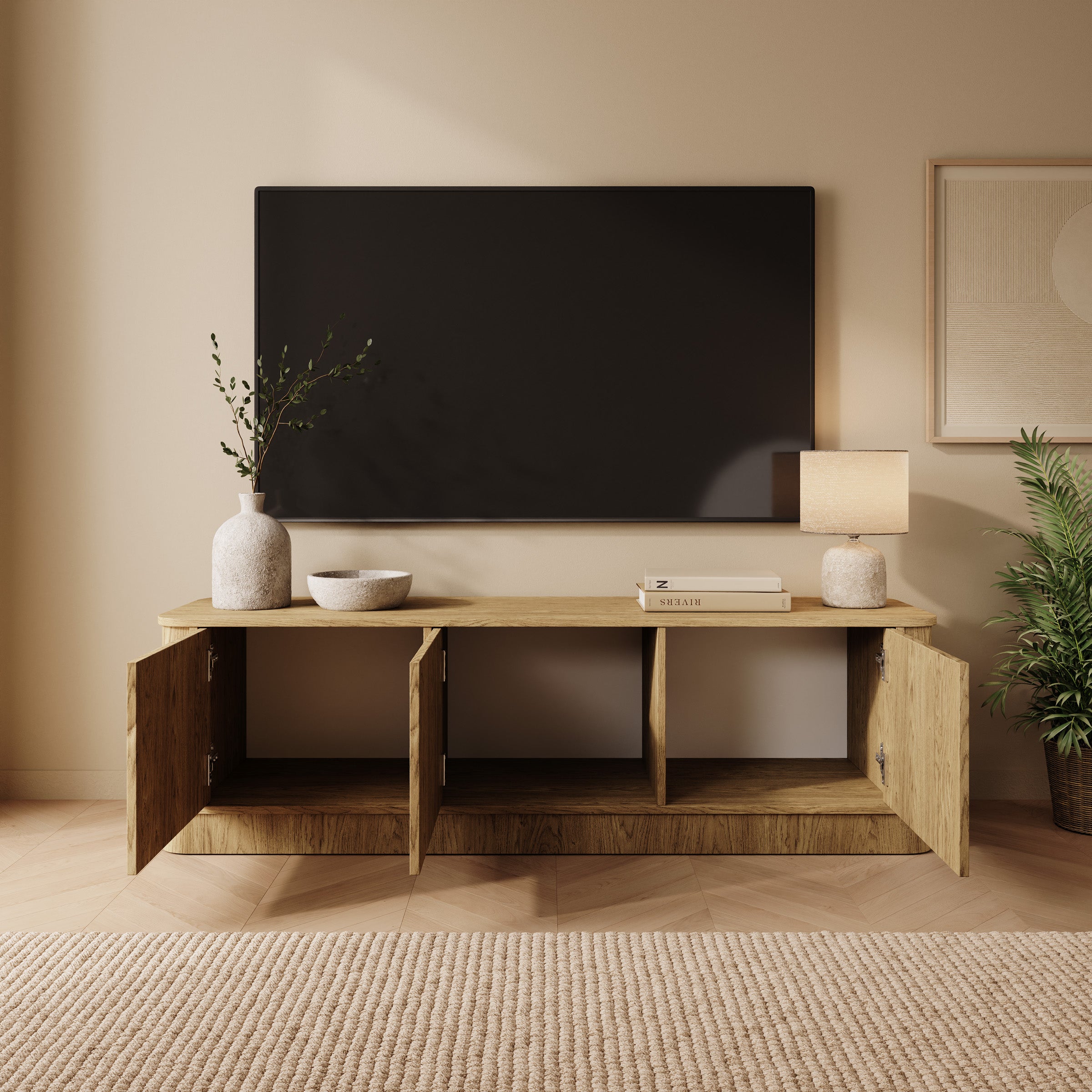Rodeno - TV-Meubel - Licht eikenpatroon - 154x40x46 cm