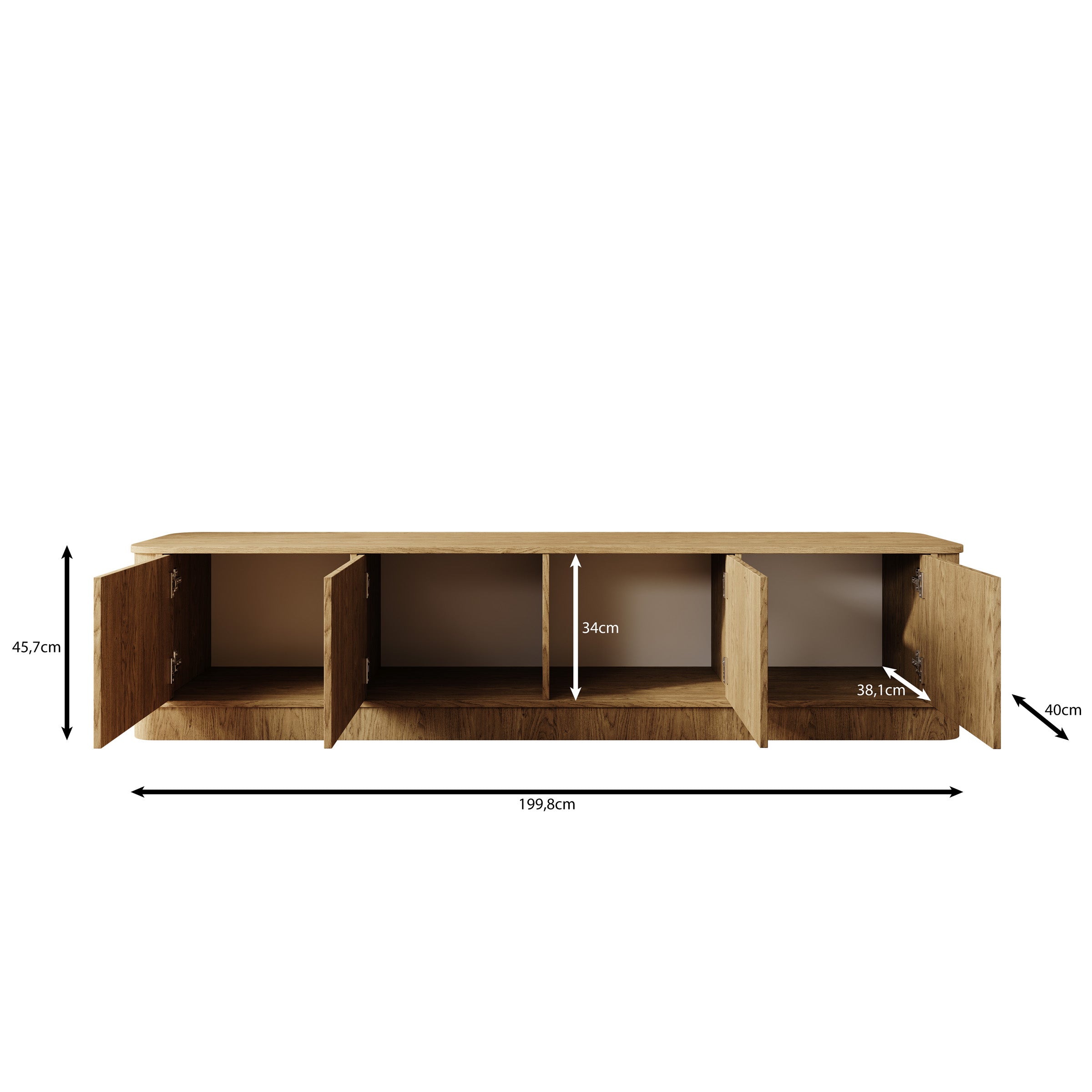 Rodeno - TV-Meubel - Licht eikenpatroon - 200x40x46 cm