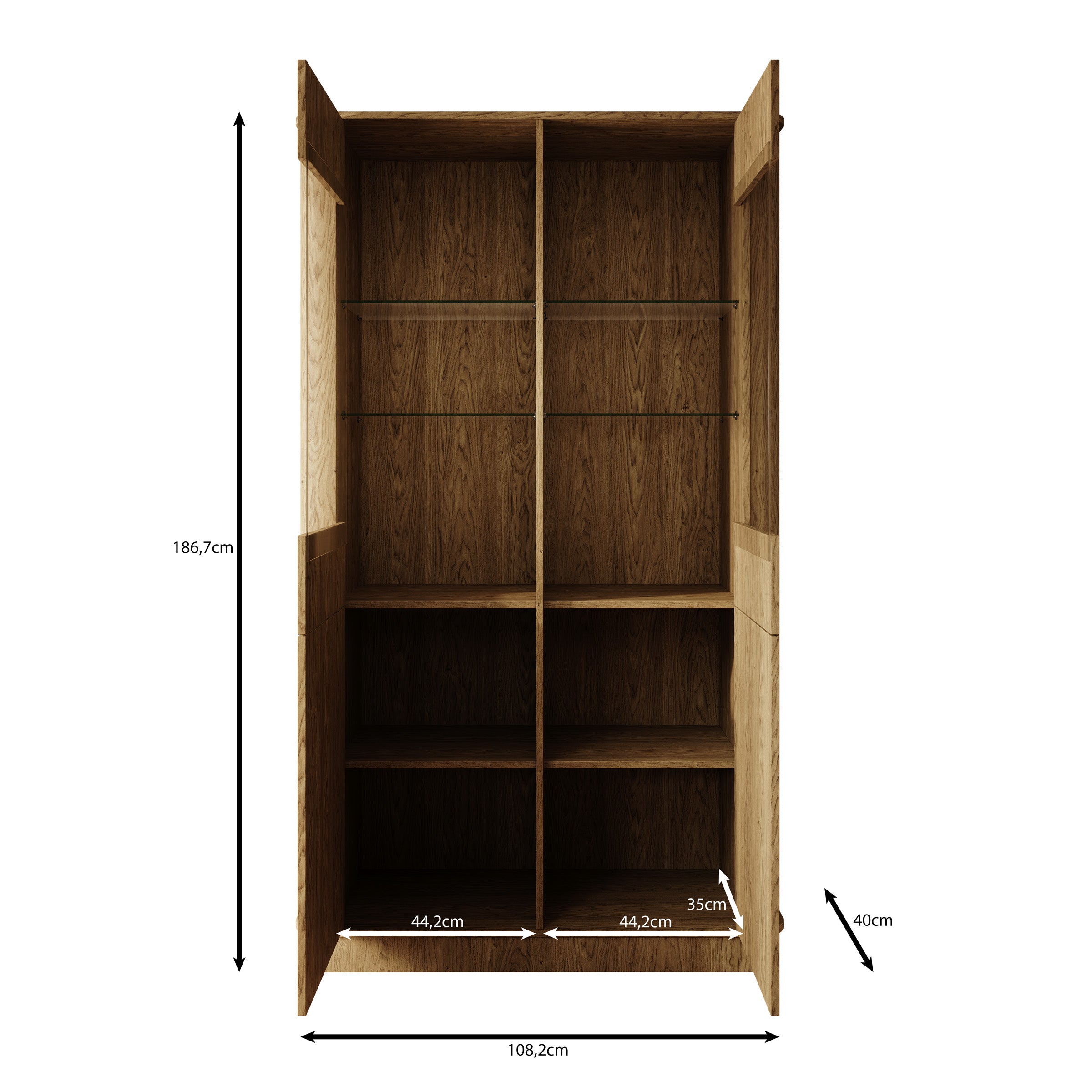 Rodeno - Vitrinekast - Licht eikenpatroon - 108x40x187 cm
