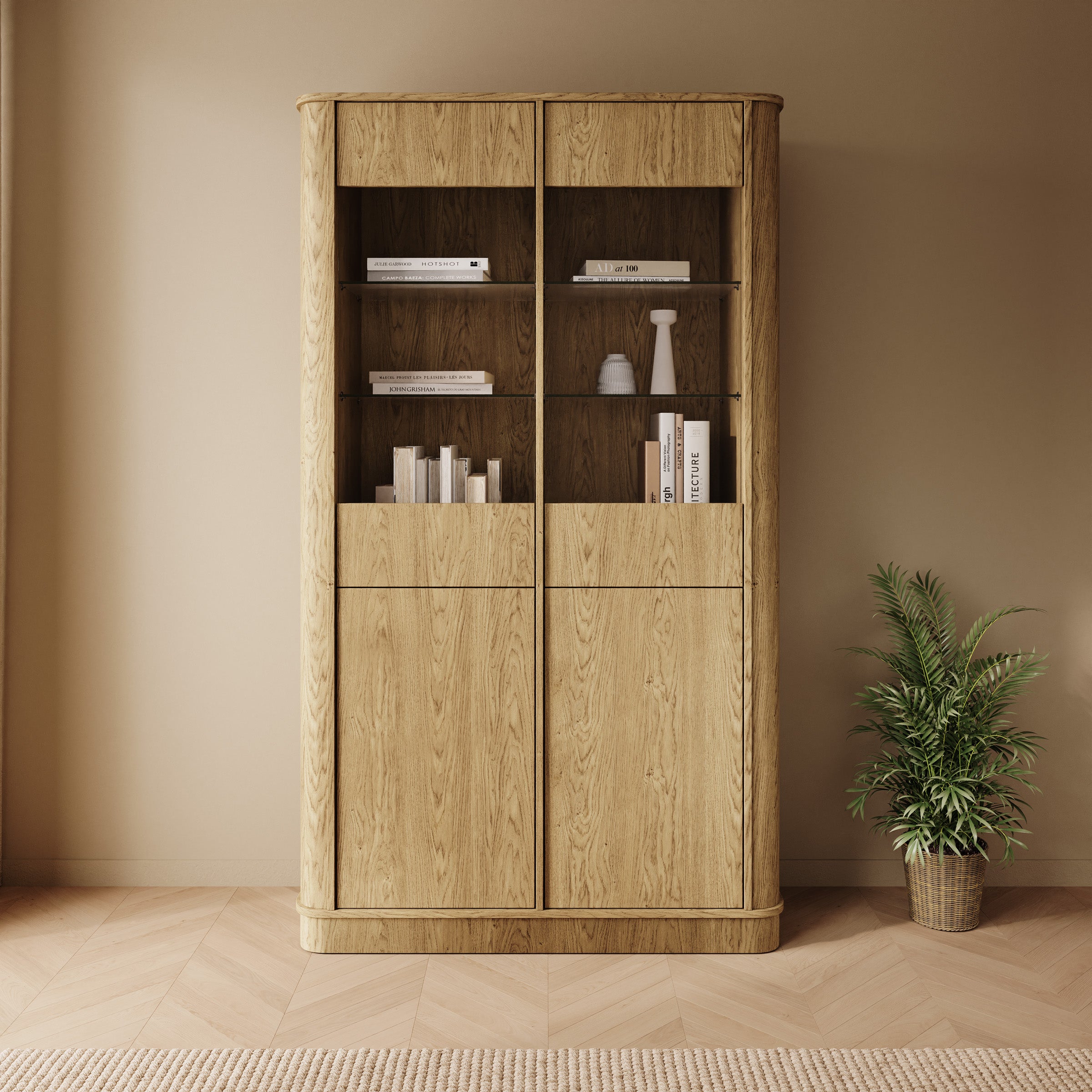 Rodeno - Vitrinekast - Licht eikenpatroon - 108x40x187 cm