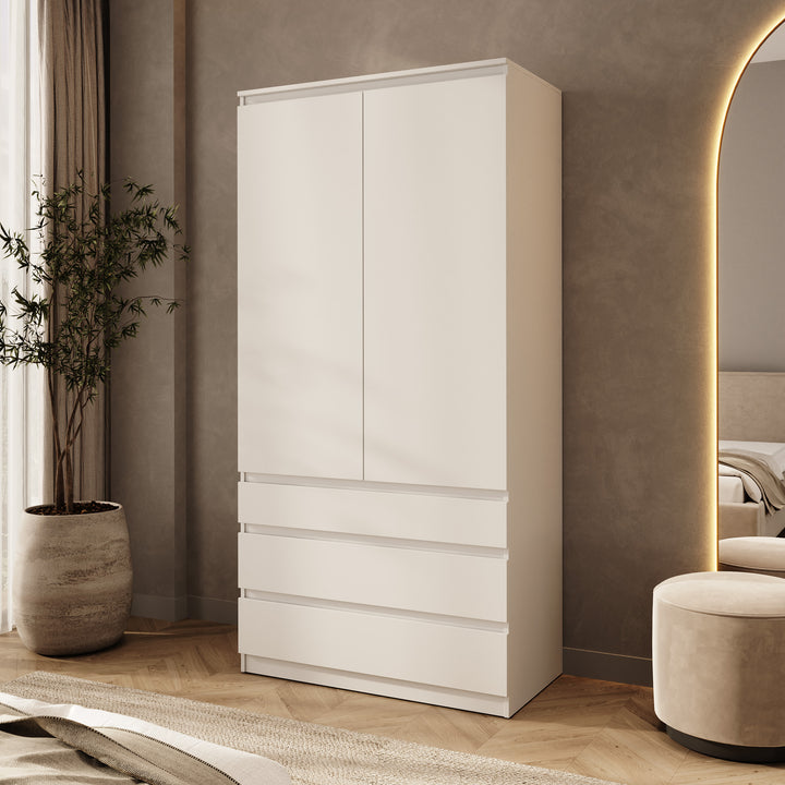Rodger - Kledingkast 2-deurs - Wit - 100x52x202 cm