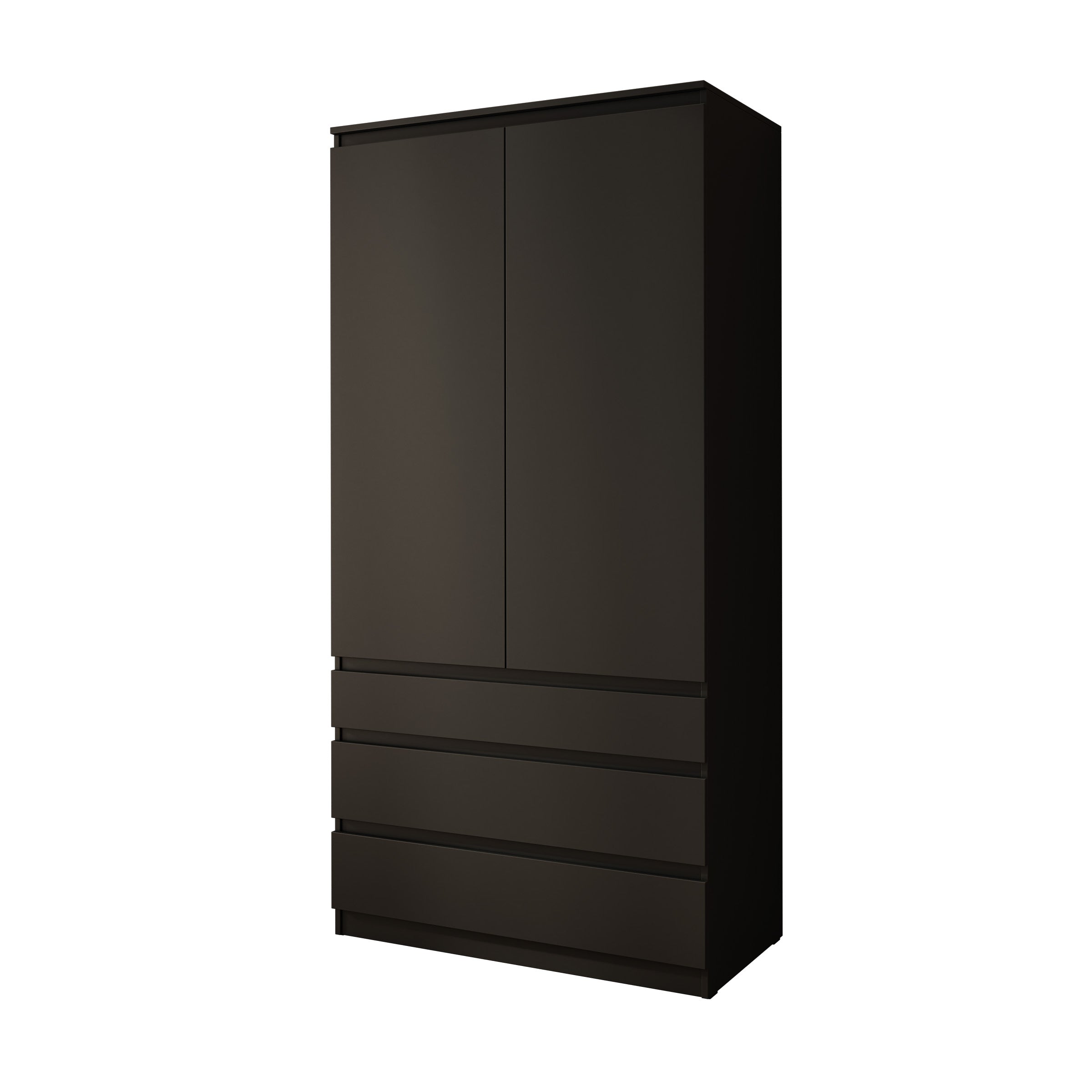 Rodger - Kledingkast 2-deurs - Zwart - 100x52x202 cm