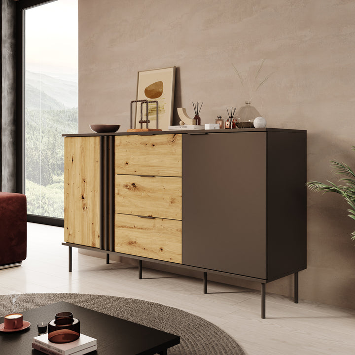 Rogan - Dressoir - Zwart - 165x40x92 cm