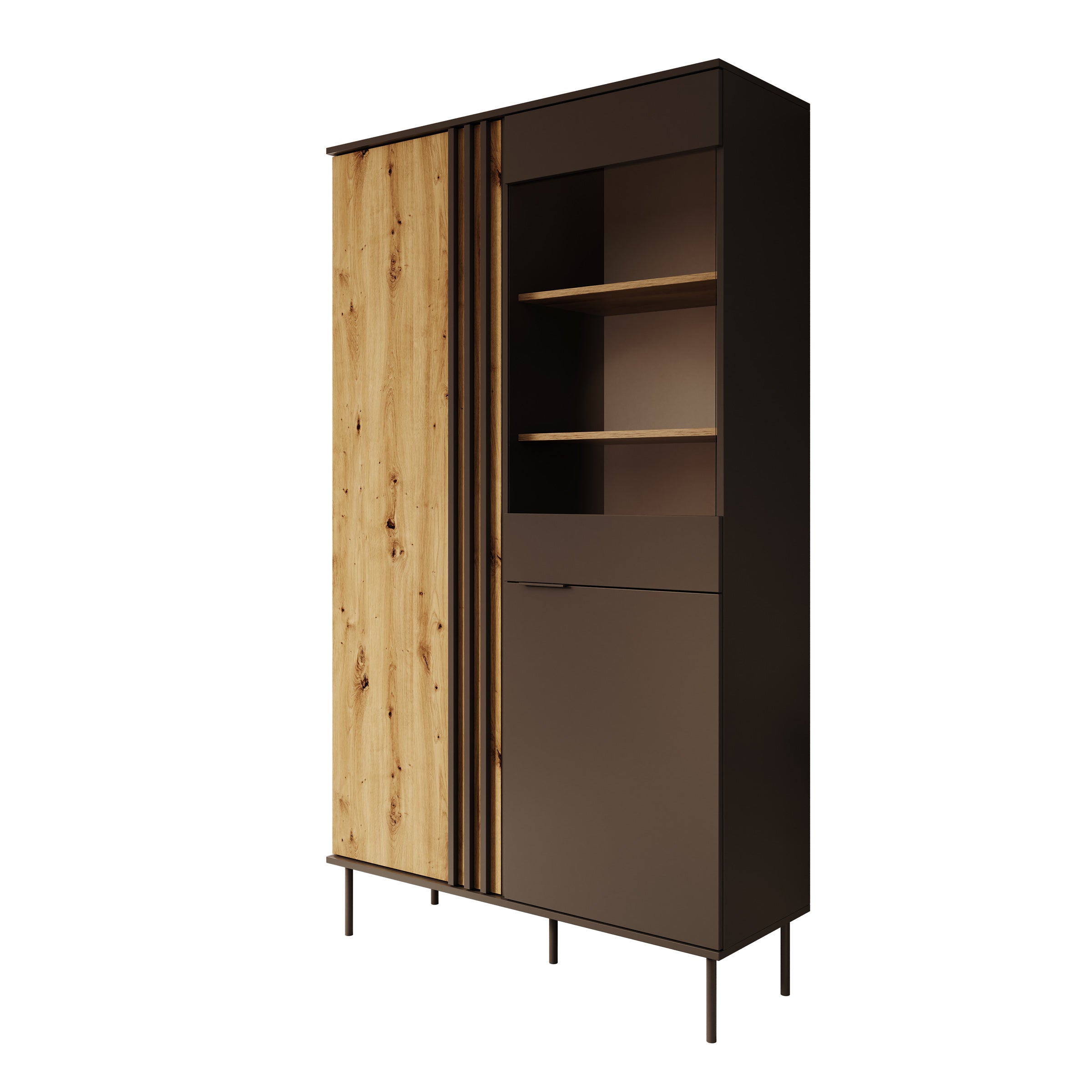 Rogan - Vitrinekast - Zwart - 111x40x195 cm