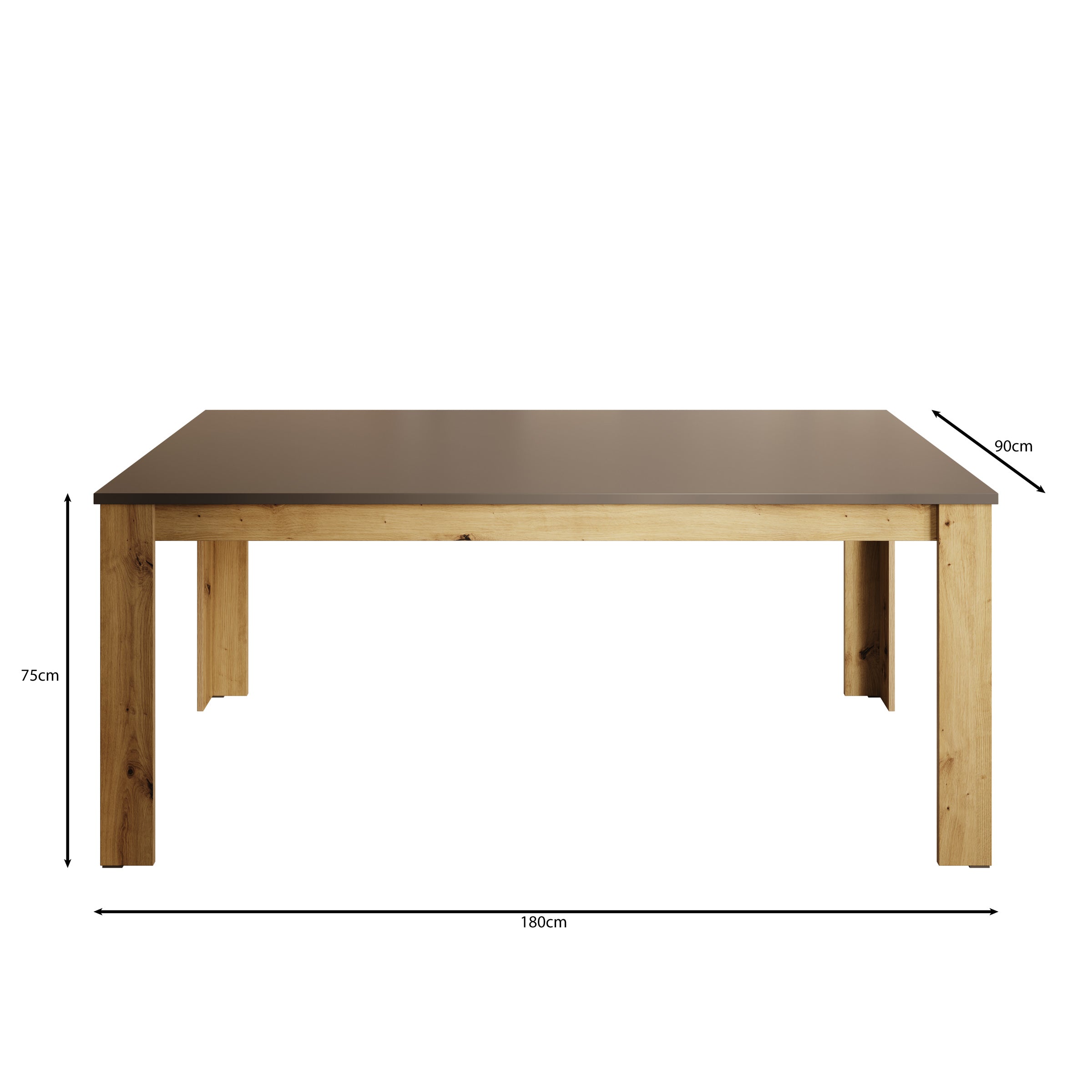 Rogan - Eetkamertafel - Zwart - 180x90x75 cm