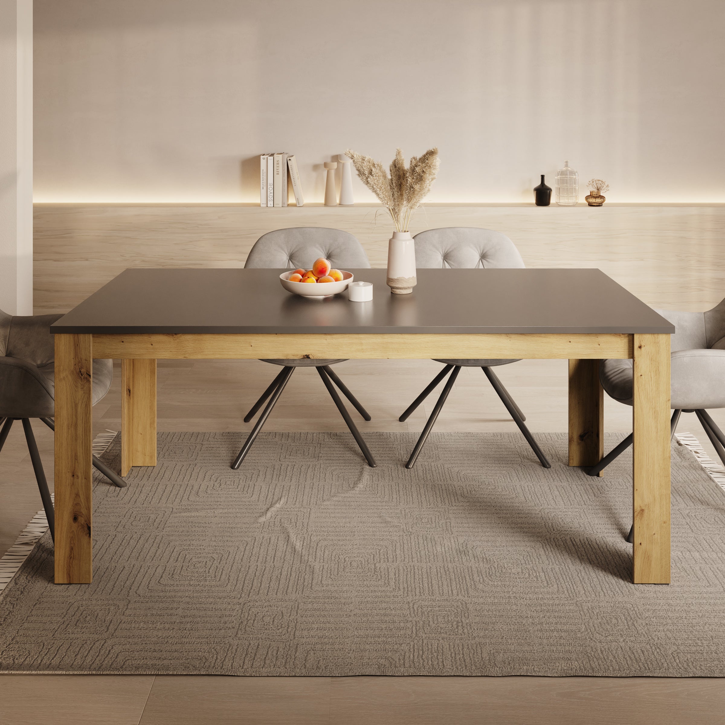Rogan - Eetkamertafel - Zwart - 180x90x75 cm