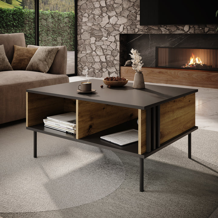 Rogan - Salontafel - Zwart - 87x66x43 cm
